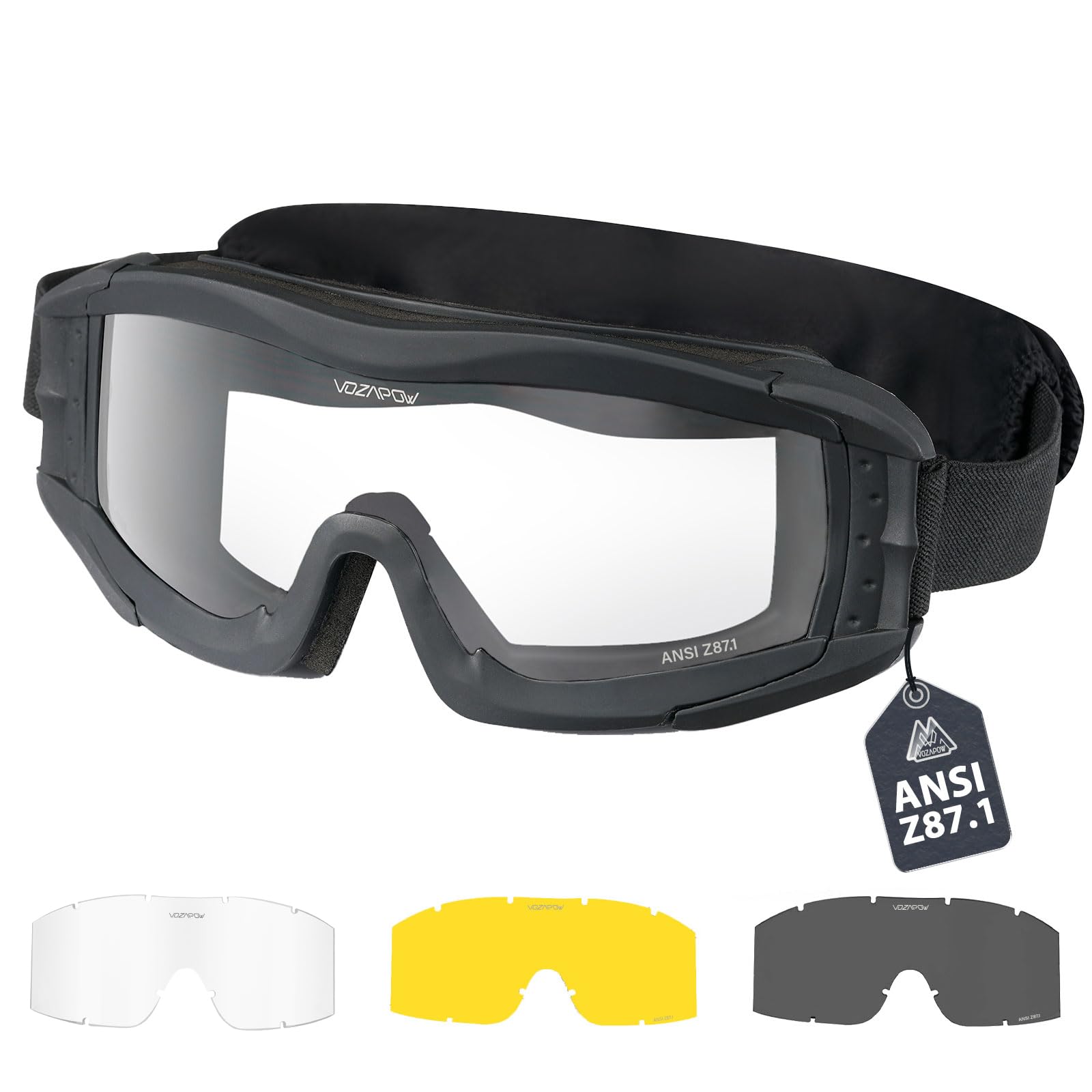 Taktyczne okulary ochronne Airsoft z 3 soczewkami przeciwmgielnymi, odporne na wstrząsy, wojskowe gogle