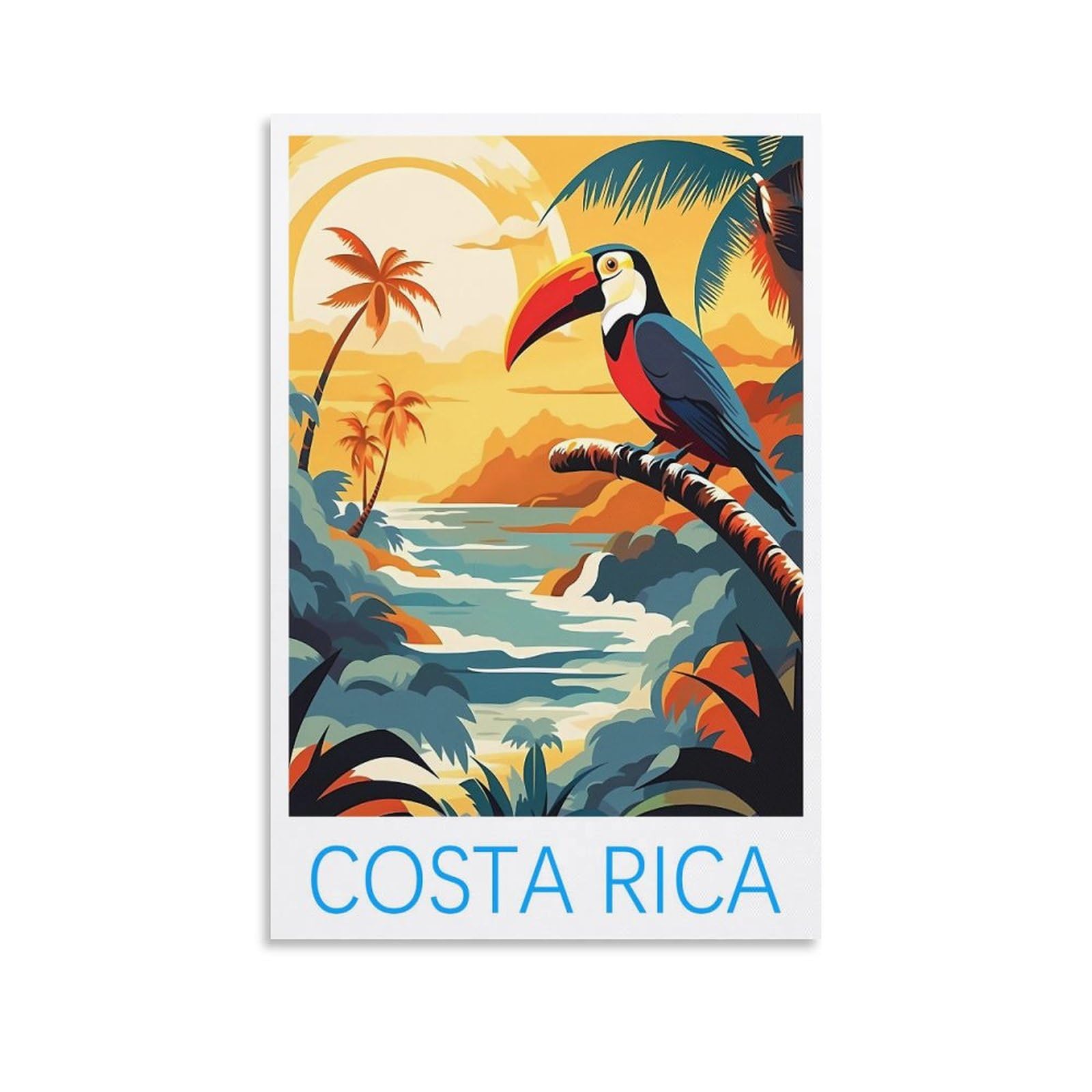 Orbana Unframe-Style Costa Rica Vintage Travel Posters 12X18inch(30X45cm) Canvas Print For Living Room, Bedroom, Dorm, Home, Office Wall Decoration