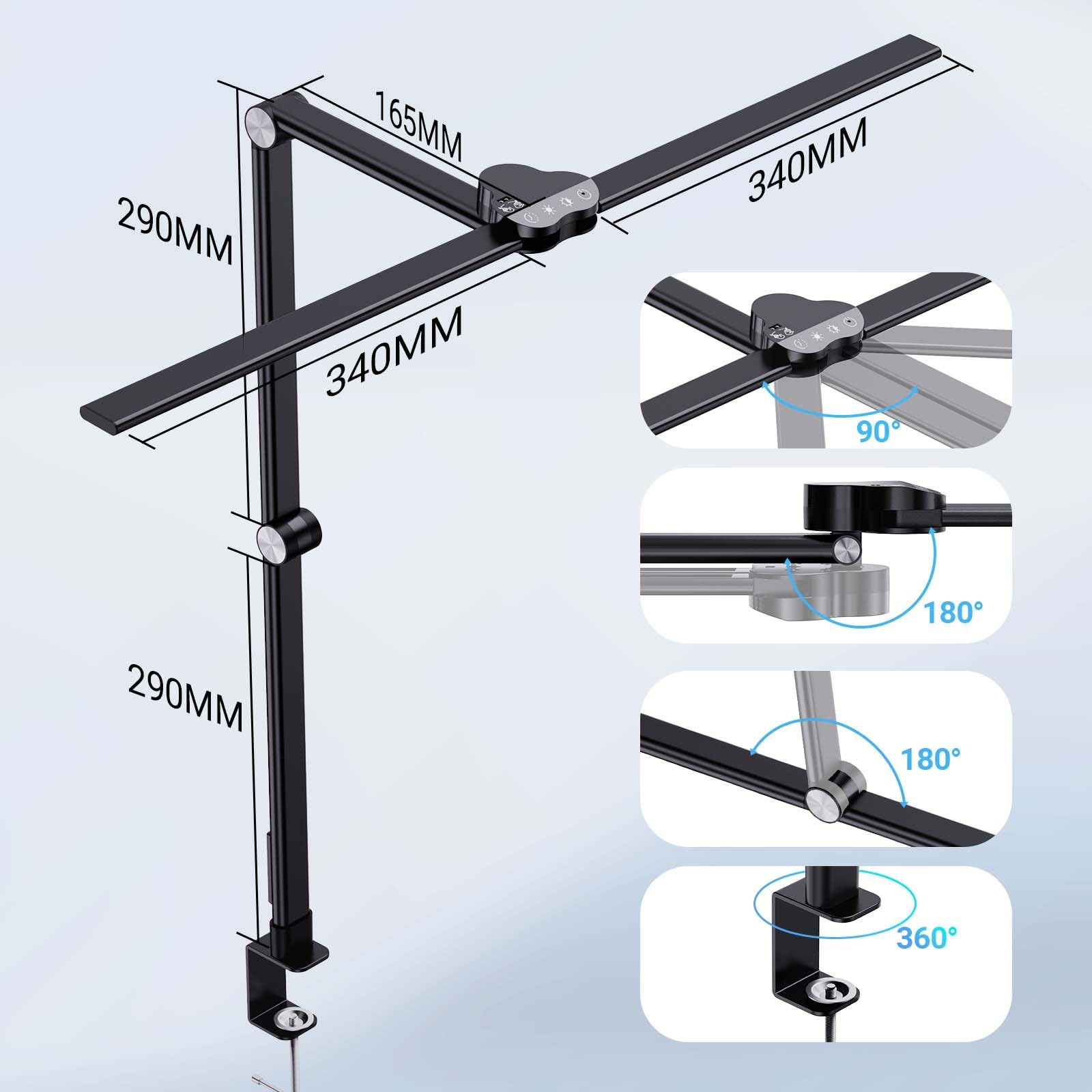 Lampada Da Scrivania A LED A Doppia Testa Dimmerabile Continuo Monor Per Computer Luce 24W Lampade Da Tavolo USB Luci Da Lettura Protezione Per Gli Occhi Per La Camera Da Letto - Foto 7