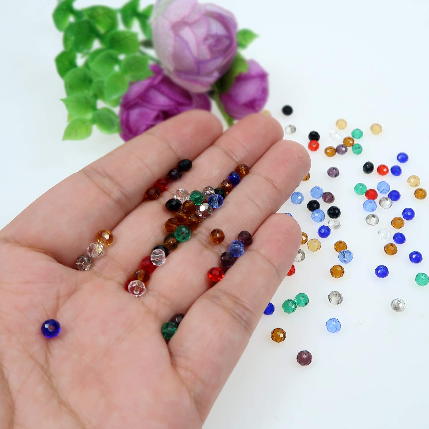 500 perline in vetro di cristallo da 8 mm + 10 mm, perline colorate per fai da te in acrilico, per la creazione di gioielli, bracciali, collane fai da te