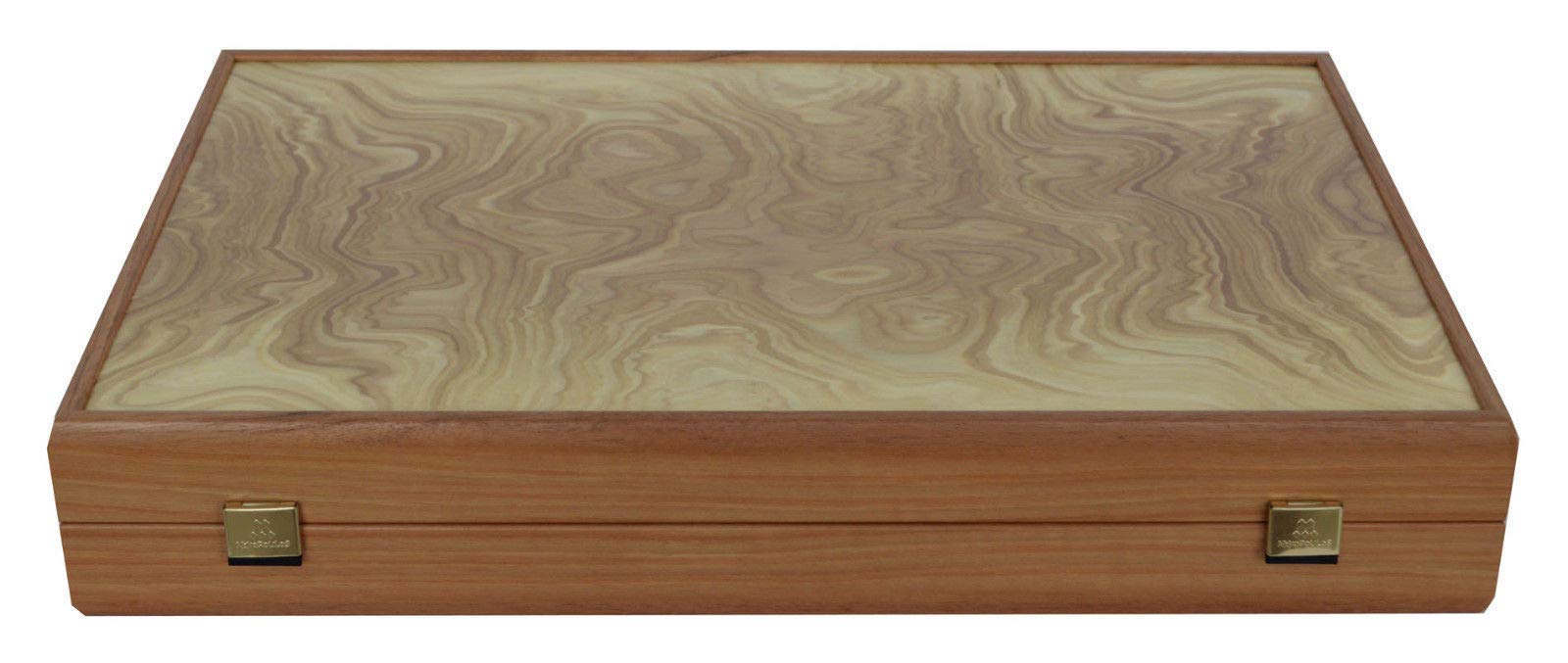 Olive Burl Backgammon Set - Hand Made in Greece - Olive wood checkers