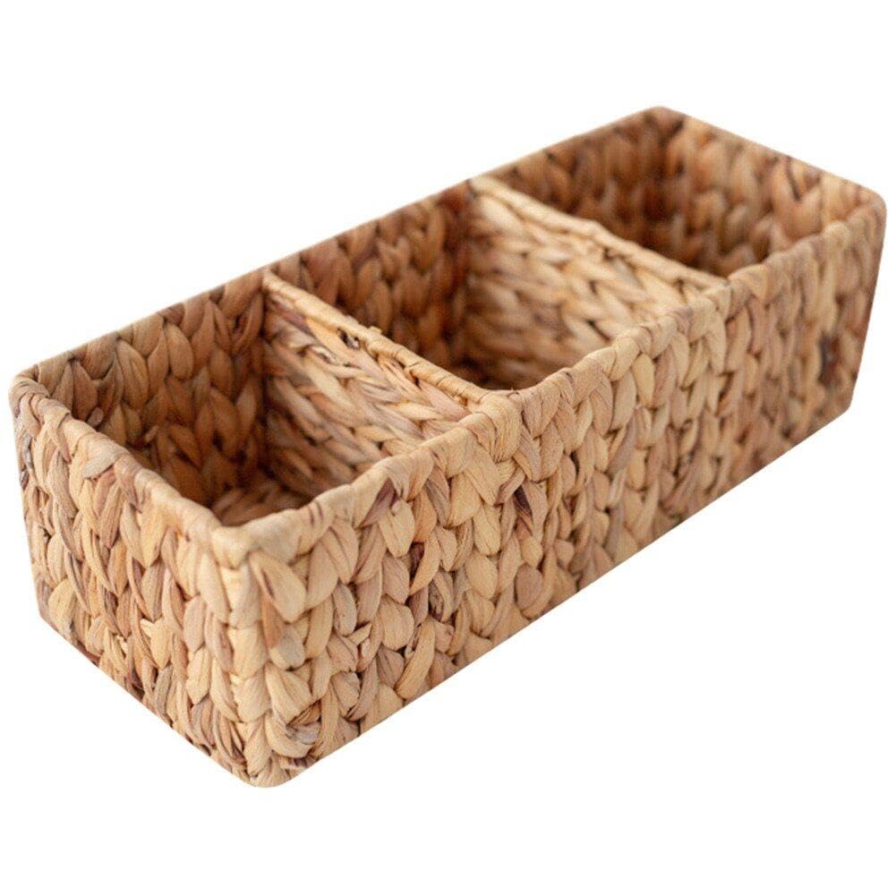 Panier de rangement tissé en jonc de mer naturel, paniers d'étagère de salon