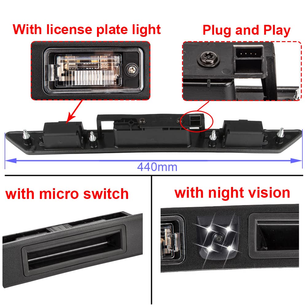 Fotocamera Posteriore Di Ricambio Con LED Per Audi A3 A4 A6 Q7 - Maniglia Portellone Con Microinterruttore - 3