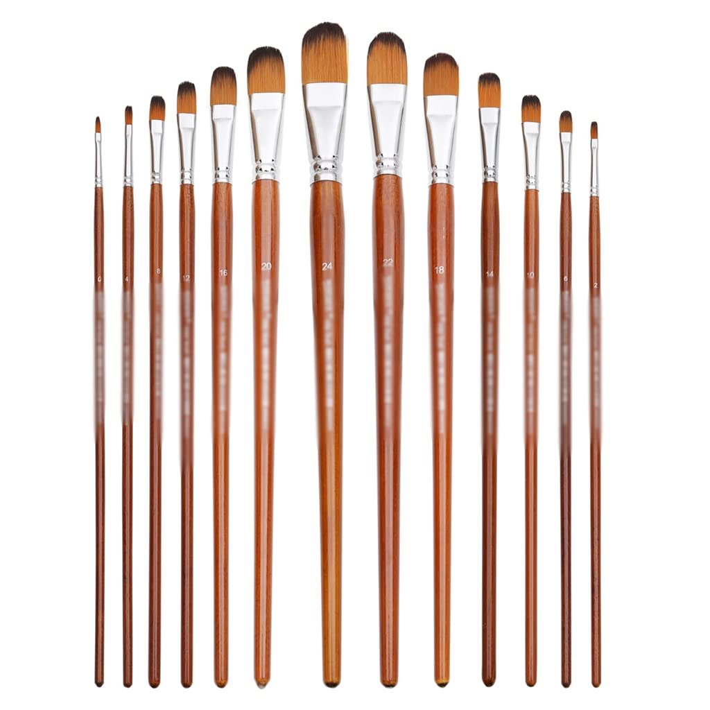 13 pennelli Professionali a Manico Lungo per Pittura a Olio, Acrilico, Acquerello, setole in Nylon