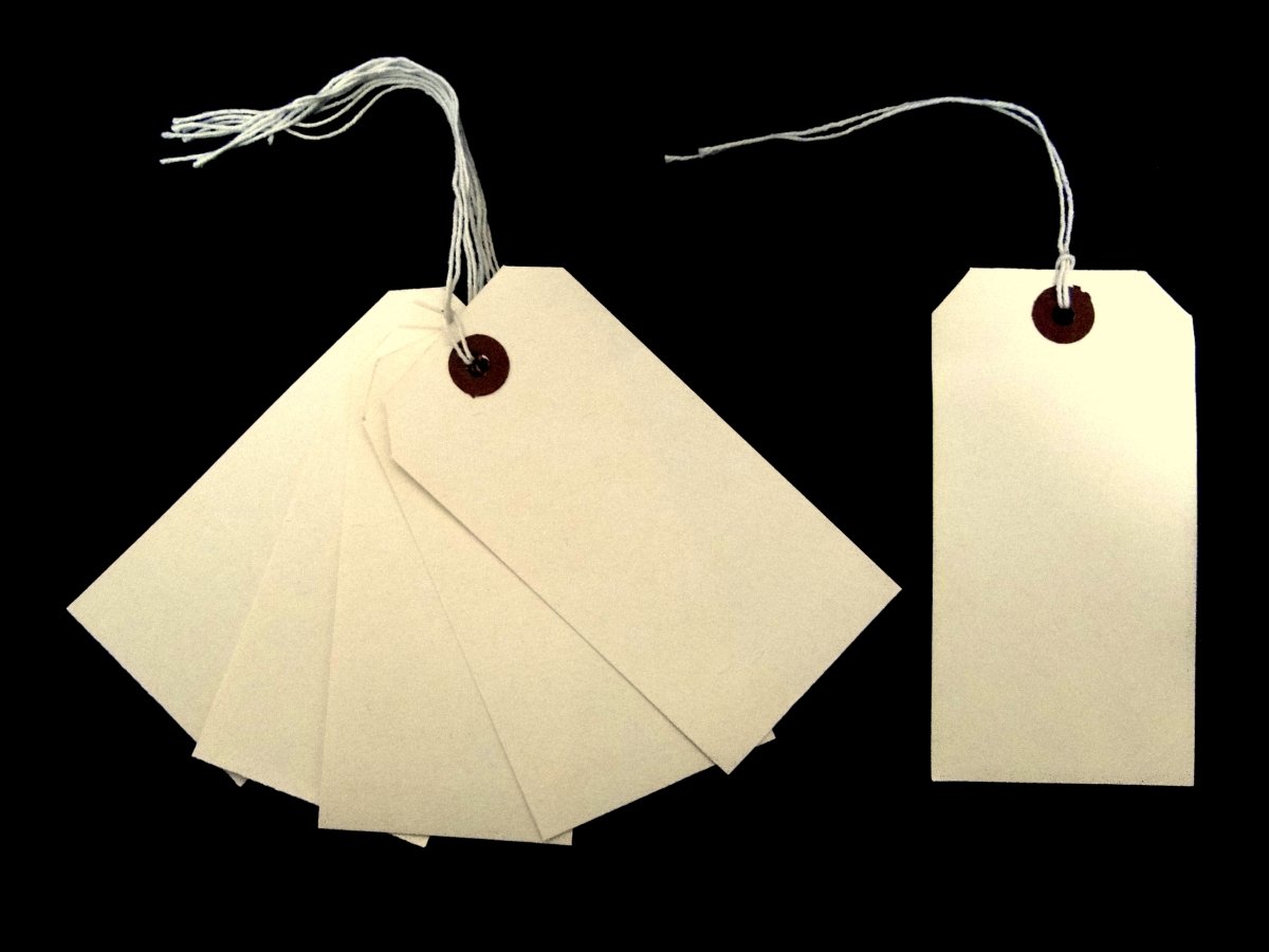 Cream Manilla Strung Tags 120mm x 60mm Reinforced Luggage Tags Tie On String Labels (1000 Pack) Ivy