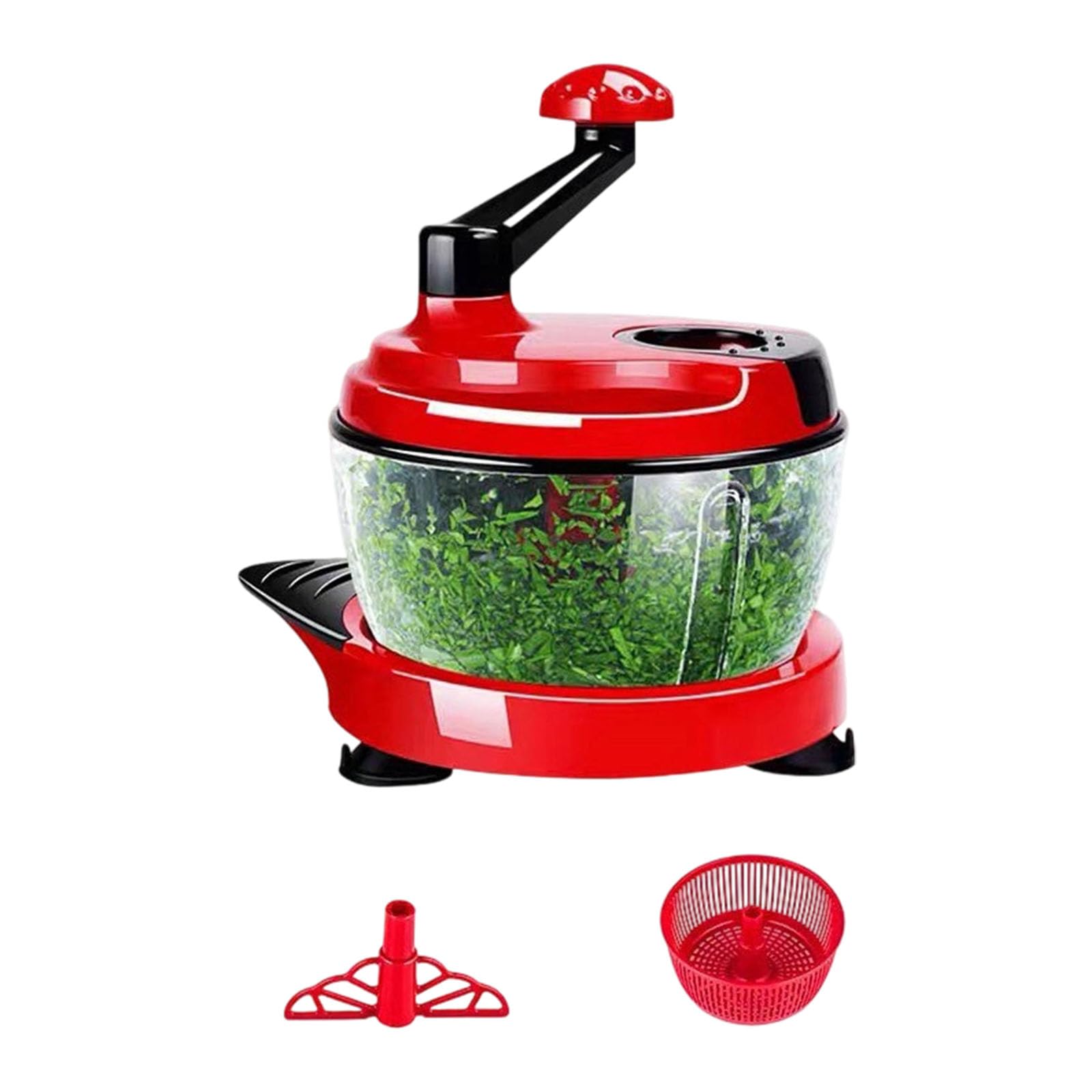 TEMOOUES Kitchen Manual Meat Grinder Vegetable Choppers with 402 Steel Food Processor with Clear Container Easy to Clean Meat Mincer