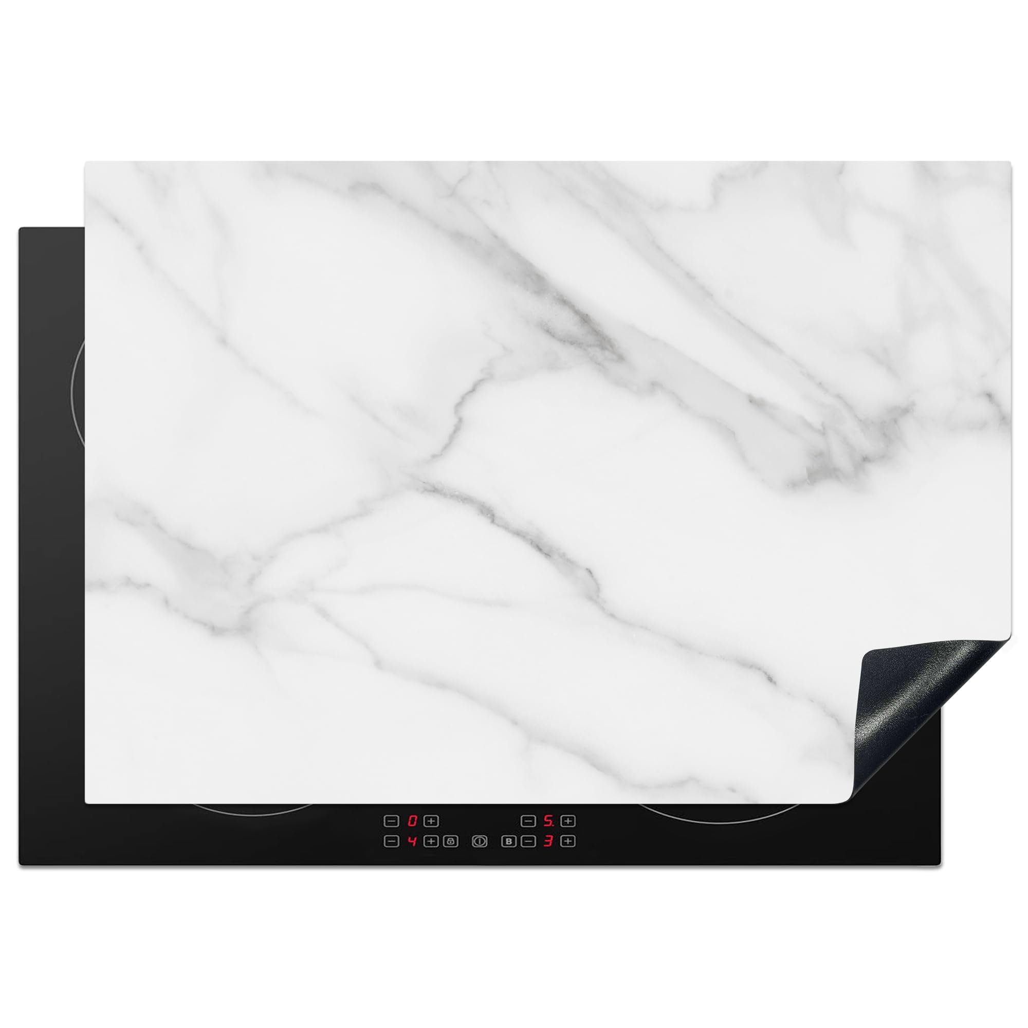 KitchenYeah© Induction Hob Protector Mat 20.5"x29.5" / 75x52 cm Stove Cap Top Cover Kitchen Cooker Covers for Electric Hobs Vinyl Marble - Textured - White - Grey - Stone - Marble Look