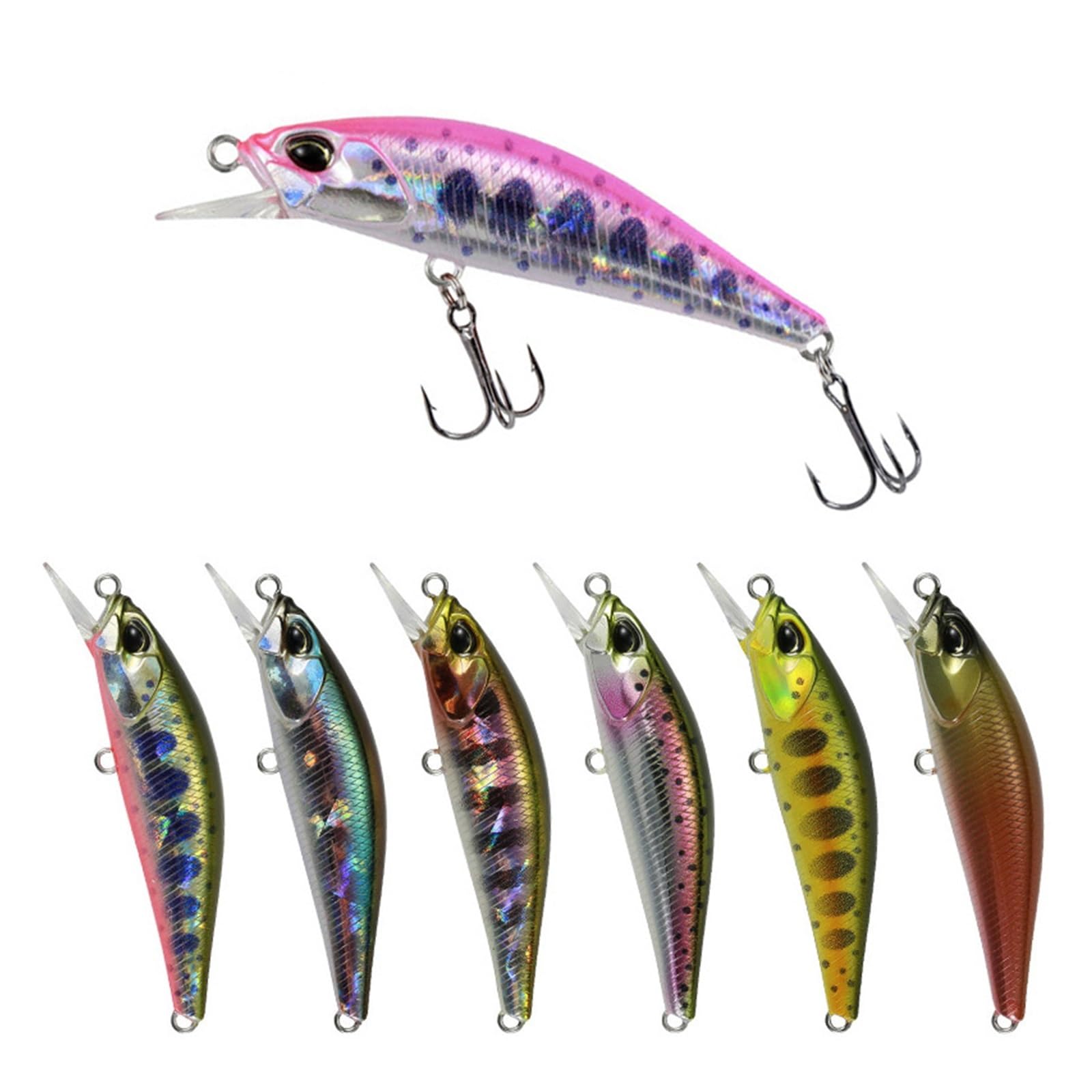 Señuelos de Pesca, 3D Eyes Señuelo De Pesca Suave 9 unids/set 5cm fregadero pececillo cebo Pesca señuelo cuentas lubina plástico biónico duro Artificial Pesca aparejos perca trucha Wobbler Kit