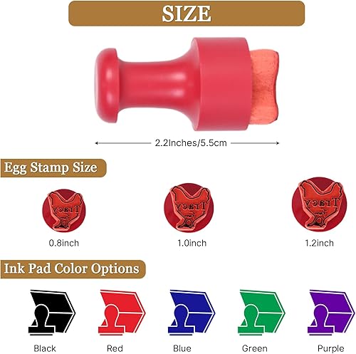 Miniatura 2 de Sellos de huevos para huevos frescos, sello personalizado de huevo de pollo con almohadilla de tinta, sello de logotipo personalizado con diseño