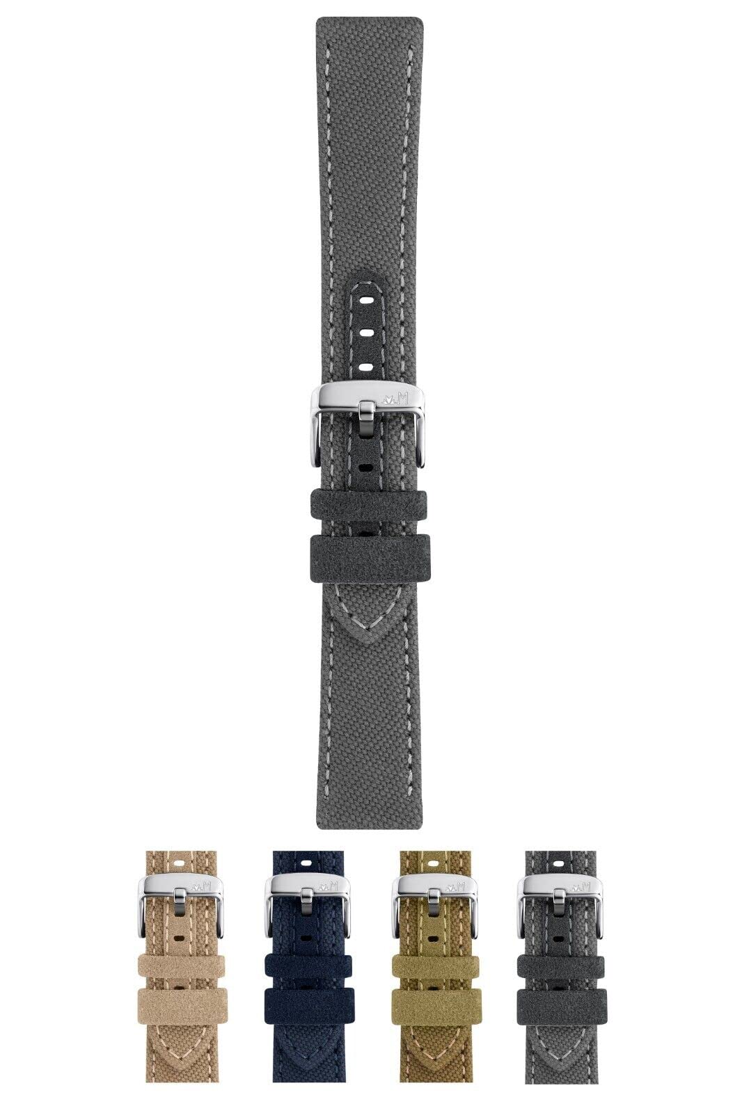 Morellato Fibra Recycled Cotton Watch Strap - Gray - 18mm - Chrome-plated Stainless Steel Buckle - SAVE THE NATURE Collection
