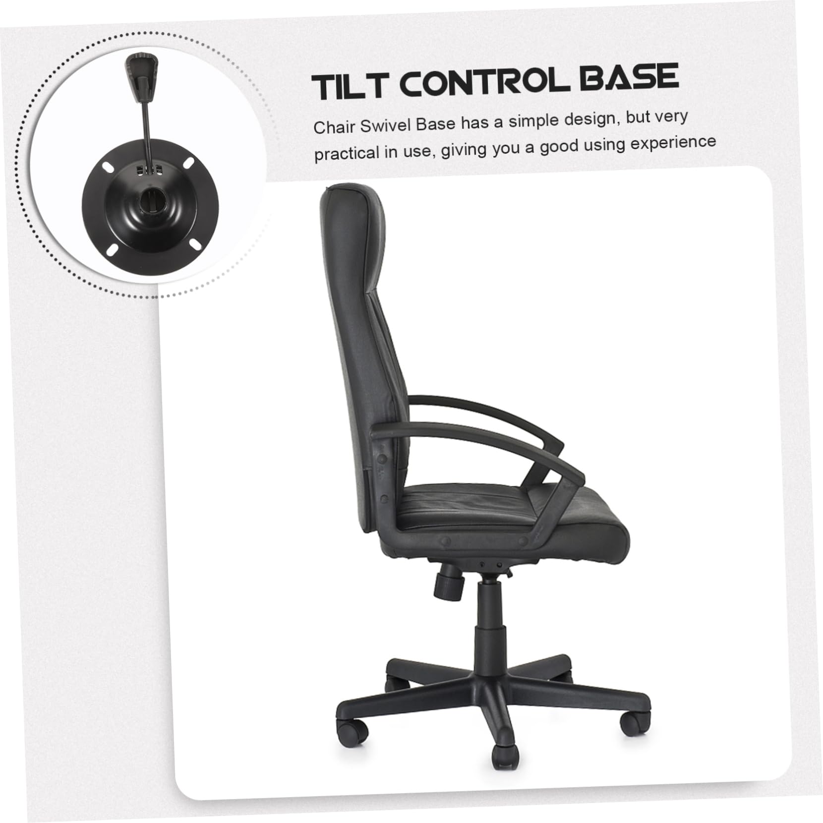 SHINEOFI Base Giratoria de Silla de Escritorio Negra de Hierro, 3 Piezas | Placa Redonda, Control de Inclinación, Pieza de Repuesto para Silla Giratoria