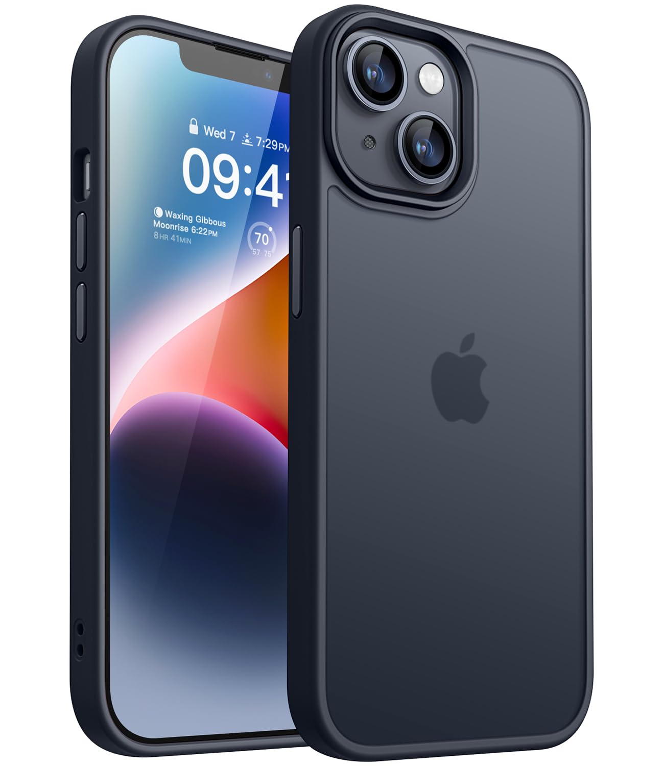 CANSHN Cover Opaca per iPhone 13 e iPhone 14(6,1 Pollici), Custodia Traslucida Opaca Protettiva Sottile Antiurto - Nero