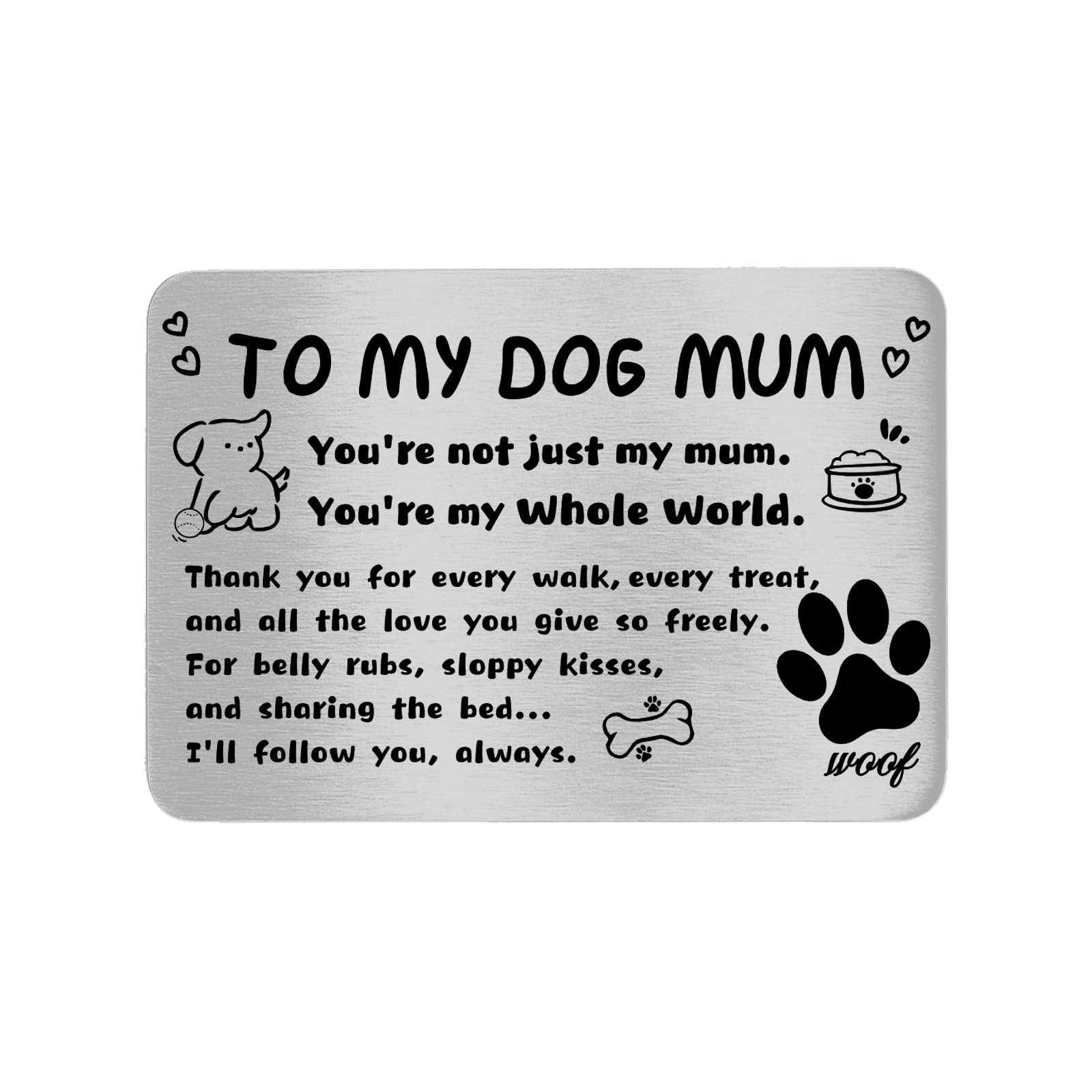 Hewonnn Dog Mum Gifts for Women - Mother's Day, Birthday Card from Dogs to Mum - from Dog to Mother Wallet Card