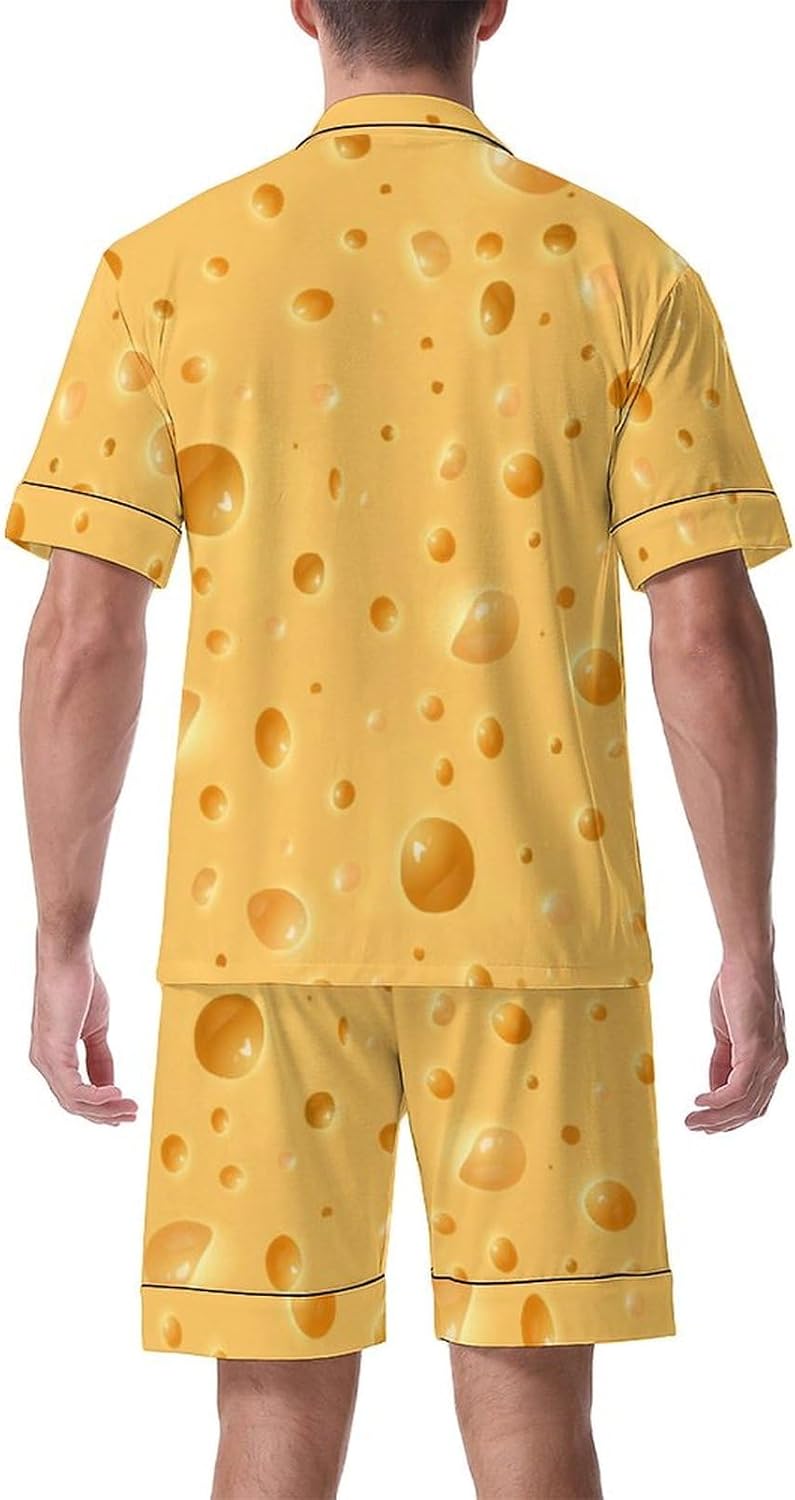 Men Pajamas Sets Shark Short Sleeve Sleepwear Button-Down PJs Sets Two-Pieces Loungewear with Pockets - Image 2