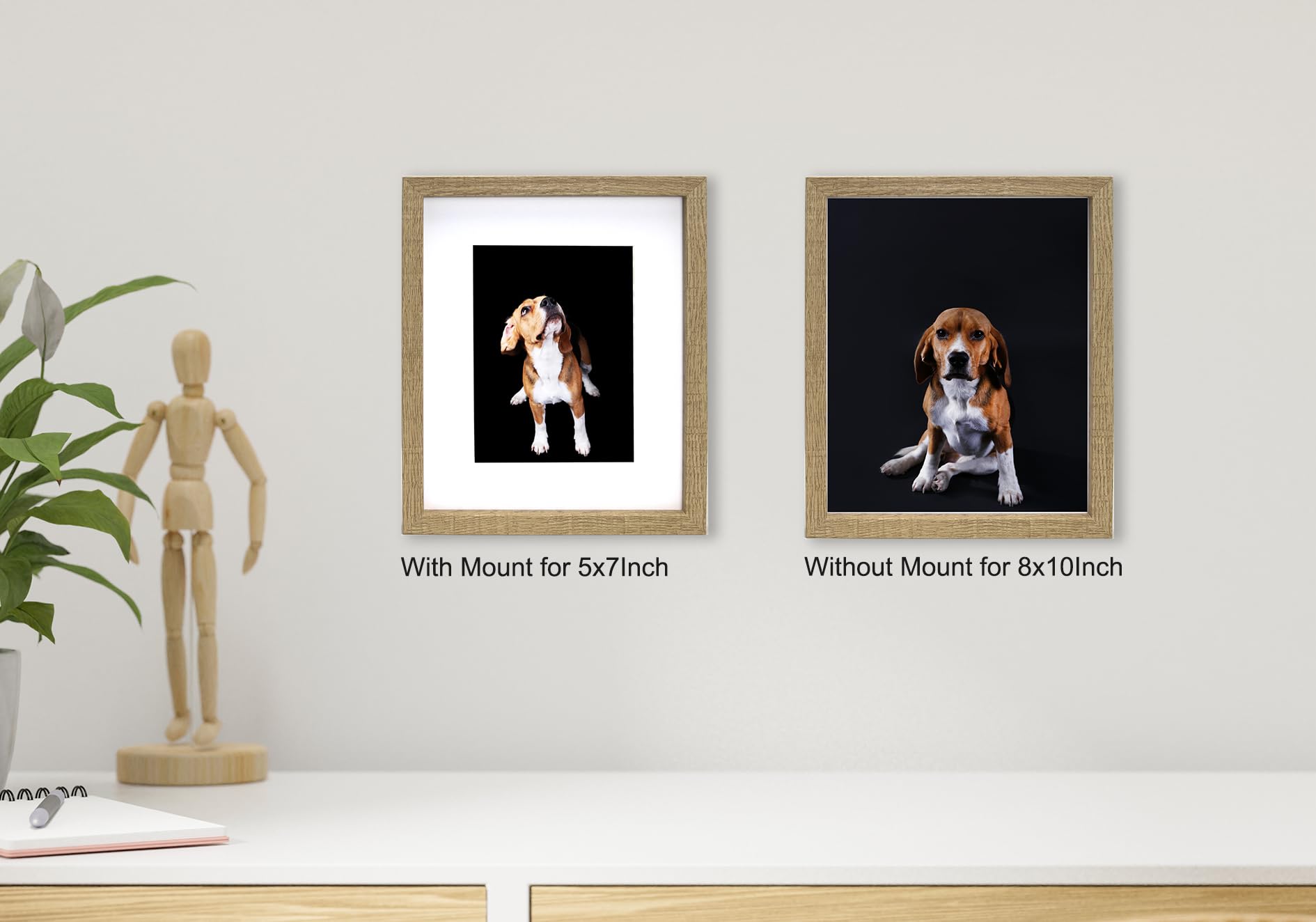 8x10'' Wooden Picture Frame Set of 3 with Acid Free Mount for 5x7'',8x10'' Gallery Wooden Photo Frames,5x7'' Boxed Picture Frame for Tabletop and Wall Mounting - Image 4