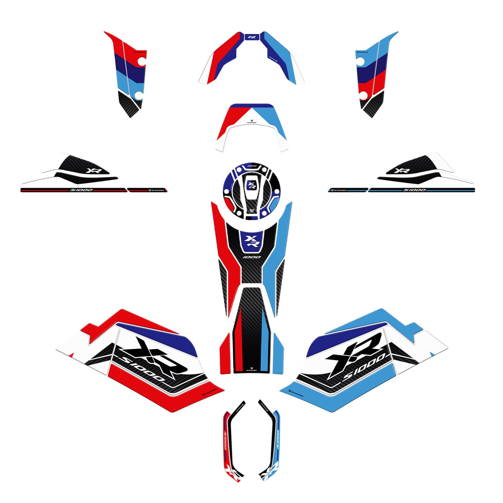 Resin Bike Kit Autocollant Moto Compatibles avec BMW S 1000 XR 2020-2026. Protection Grip de Réservoir, Bout de Carénage Moto Contre Les Chocs et Les Éraflures. Autocollant 3D Résinés Made in Italy