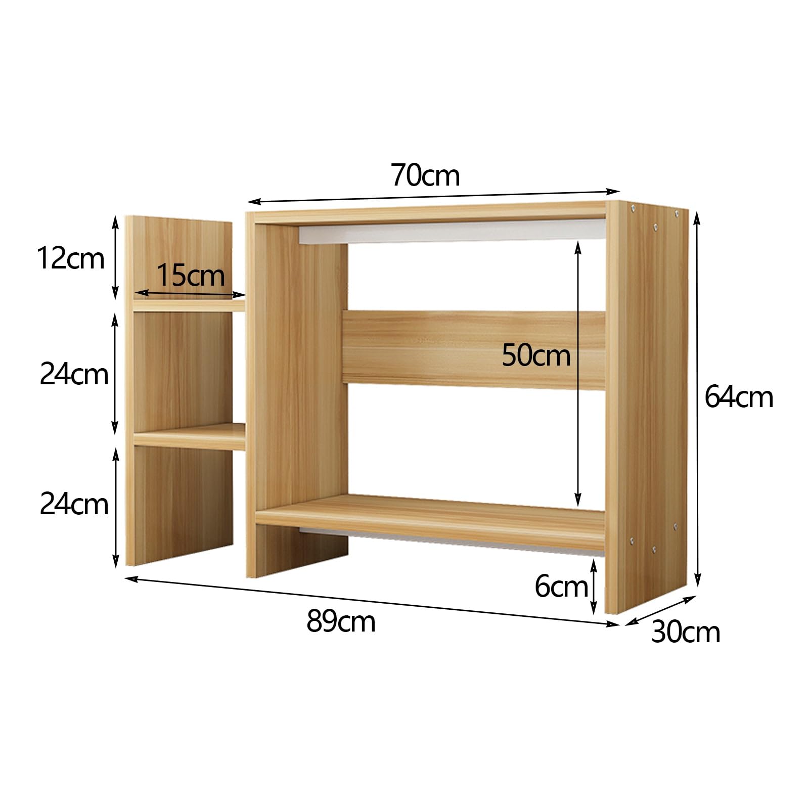 Scaffale da Scrivania Salvaspazio Piccolo Scomparti Aperti Libreria da Scrivania in Legno Può Ospitare un Monitor da 32 Pollici per Ufficio Casa Dormitorio Scaffale Scrivania(Natural,89 * 30 * 64cm)