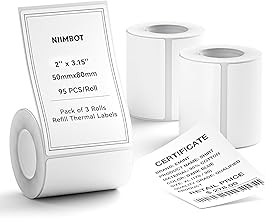 NIIMBOT Labels for B1 B21 B3S, Self-Adhesive Thermal Labels 50 x 80 mm, 3 Rolls, White