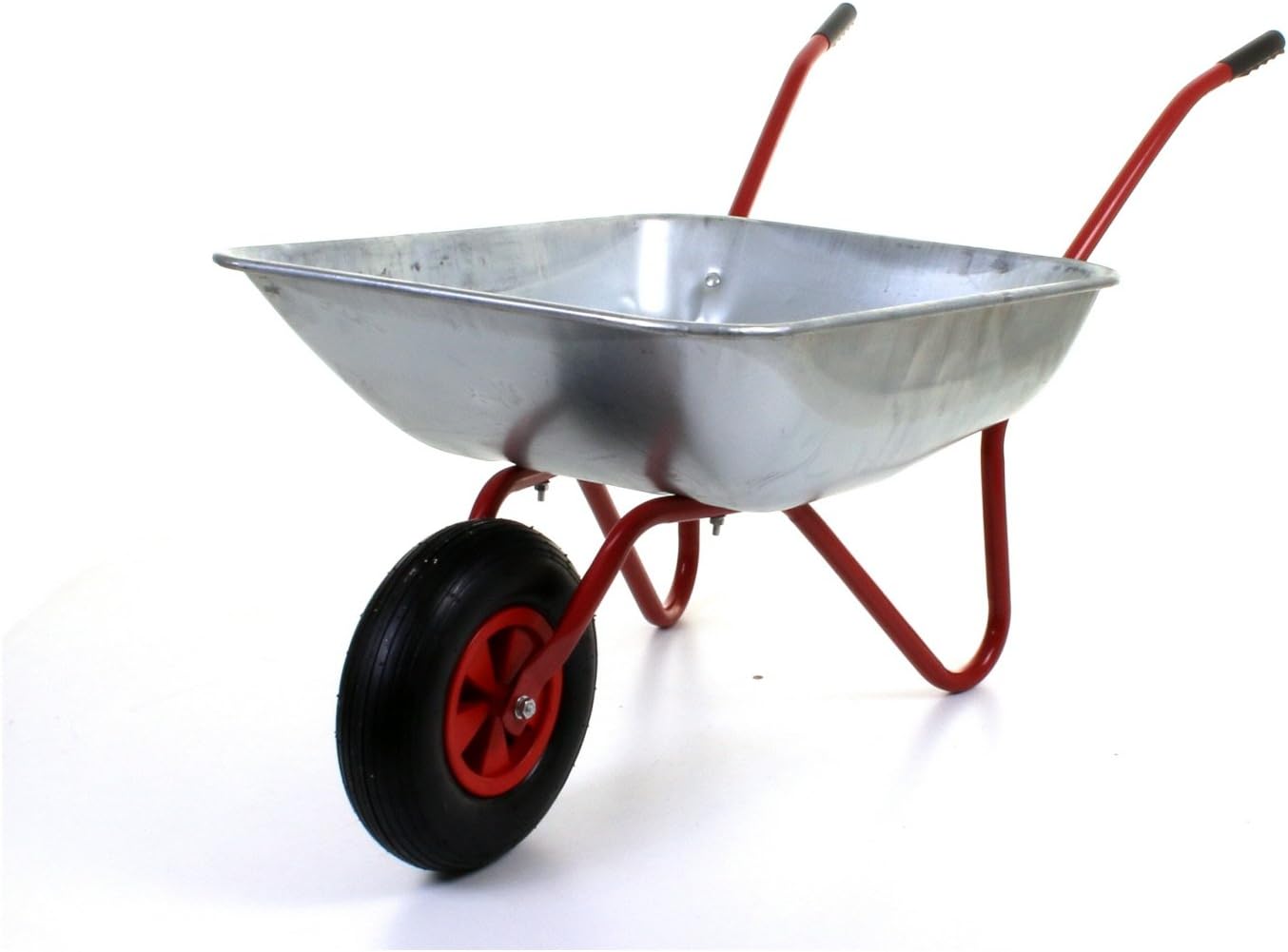 Marko Tools Red 65L Metal Heavy Duty Galvanised Wheelbarrow 12" Pneumatic Inflatable Tyre Garden