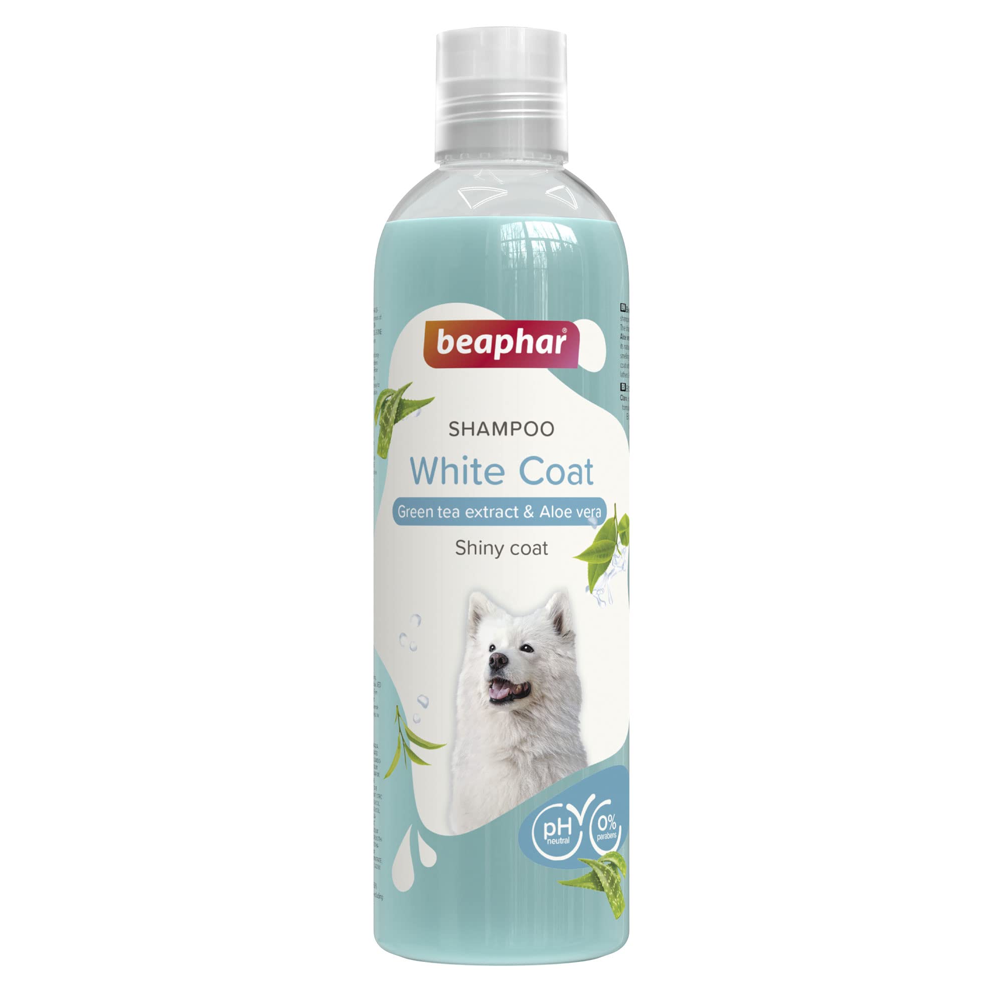 Beaphar Champú Perros Pelo Blanco 250ml – Extractos Naturales de Aloe Vera y Té Verde – Cuida y Protege su Piel y Mantiene el Color de su Pelo – Ideal para pelos claros - Vegano - pH Neutro – 250 ml