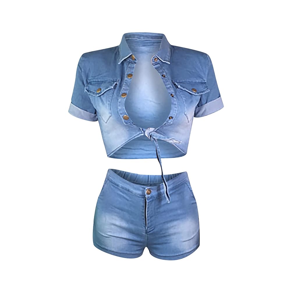 Denim Outfit Women Women'S Plus Size Denim Two-Piece Set
