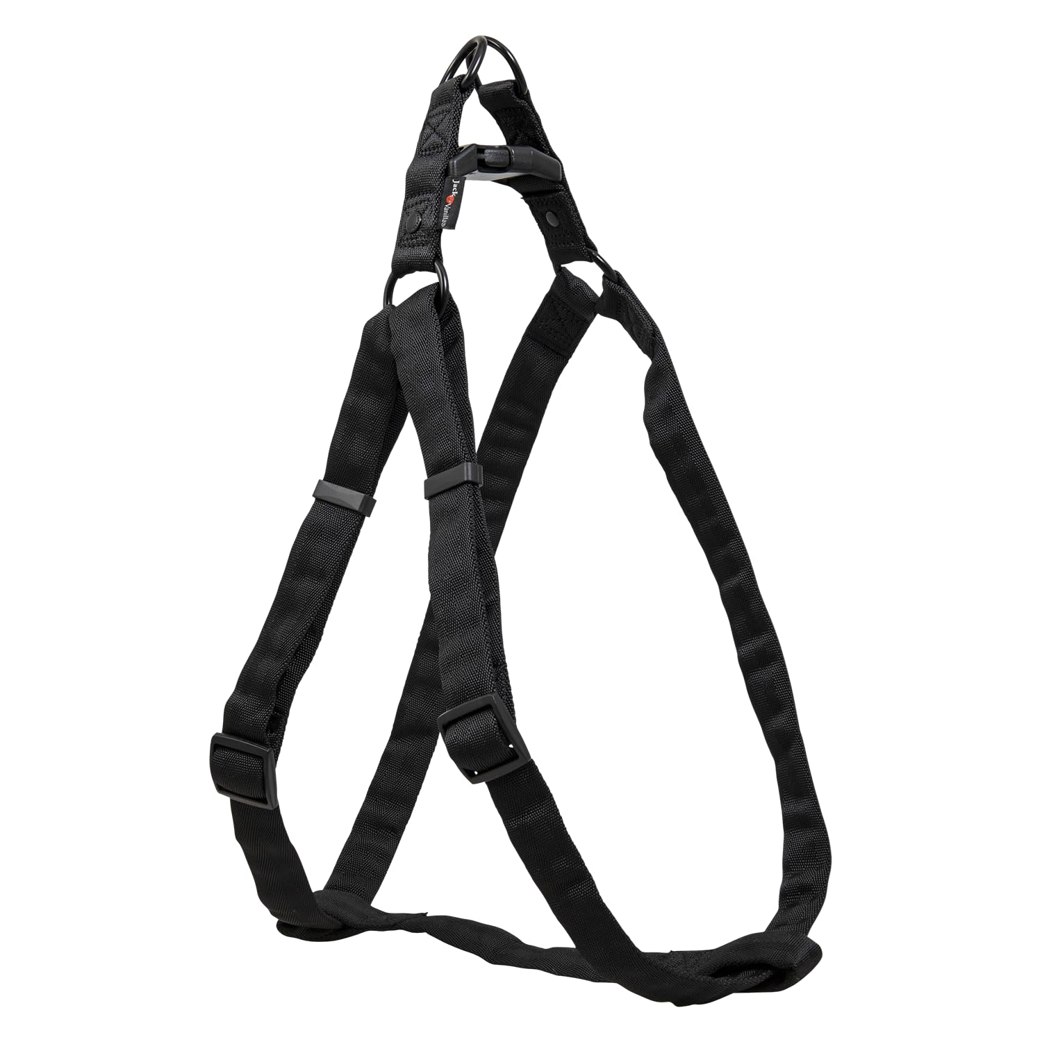 JACK AND VANILLA, Ergonomic Nylon Dog Harness, Adjustable from 66 to 105 cm, Lightweight and Durable, Modern Design, Black, Size XL, 25 mm Width, Comfort Model