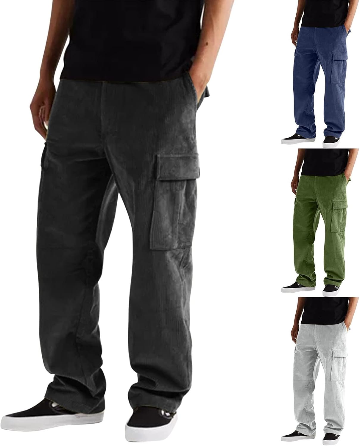 Kirakuco Pantaloni Uomo In Velluto A Coste Larghi, Taglio Baggy Con Coulisse E Tasche, Perfetti Per Streetwear E Bodybuilding