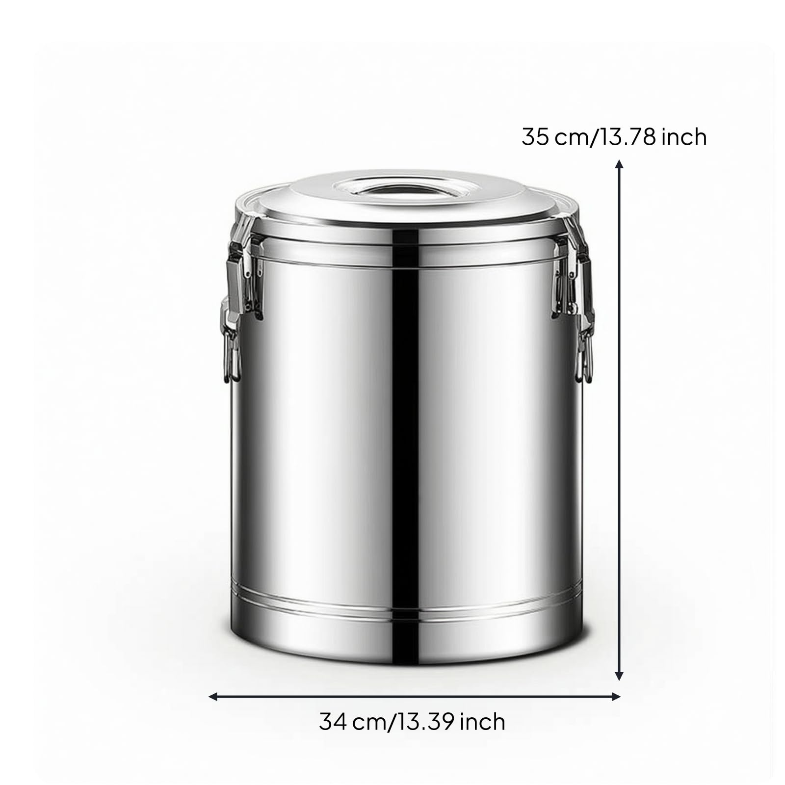 Dispensador de Bebidas Isotérmico Cubo Térmico Contenedor Térmico Olla Sopera Acero Inoxidable Cierre Seguro Adecuado para Restaurantes Catering Bufés Cafeterías, 40L, Sin Grifo