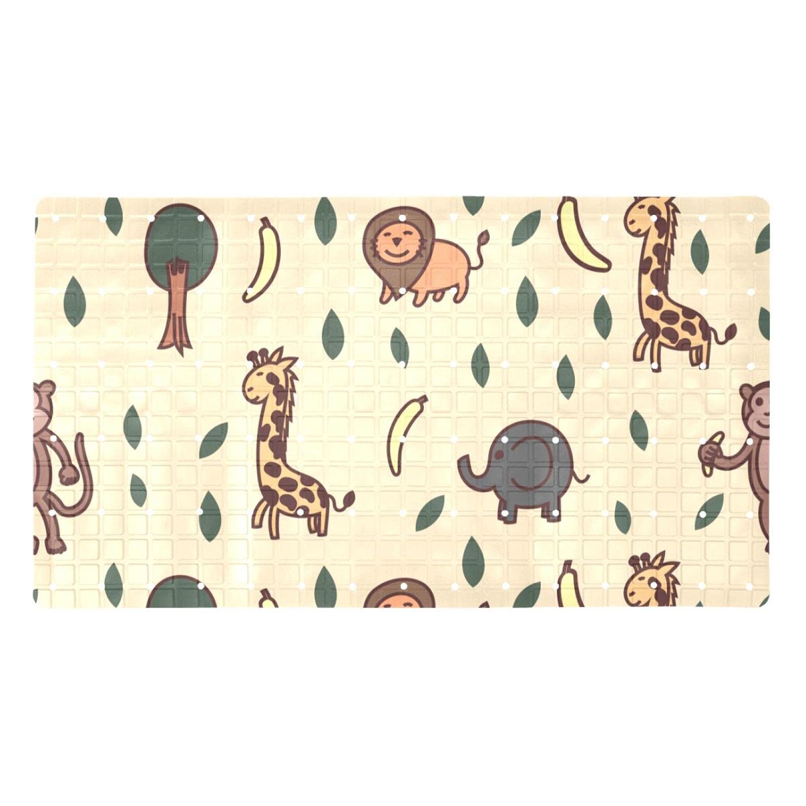 Tapis de bain antidérapant animaux 40x70cm en PVC lavable pour douche enfant