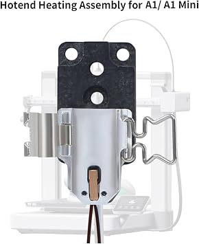 3D Printer Accessories Compatible with Bambu-lab A1 and A1 Mini Hotend Heating Assembly Kit, Heater Cartridge and Thermistor Temperature Sensor Components Mounting, Base,Clip,Plug and Play Set