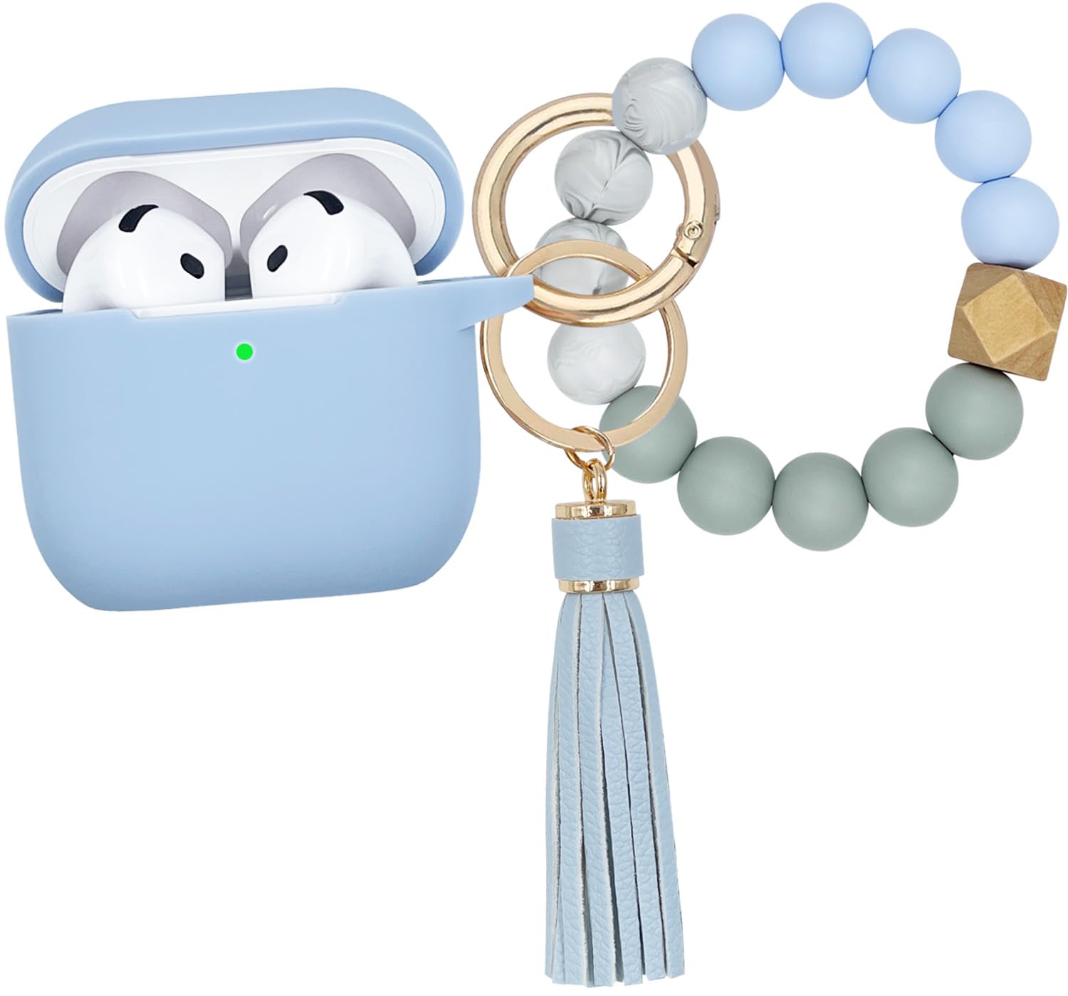 KOUJAON Compatible with AirPods 4 Case Cover, Soft Silicone Protective Cover with Bracelet Keychain, Compatible with Apple AirPods 4th Generation