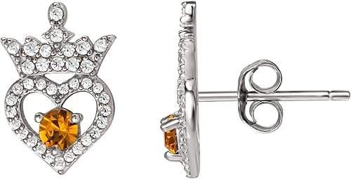 Miniatura 4 de Disney Pendientes de tuerca de plata de ley con circonita cúbica de princesa