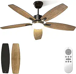 Ventilador de Teto 106,7cm, Ventilador de Teto com Luz LED e Controle Remoto, Motor DC Reversível, 6 Velocidades, Bivolt 110-220V