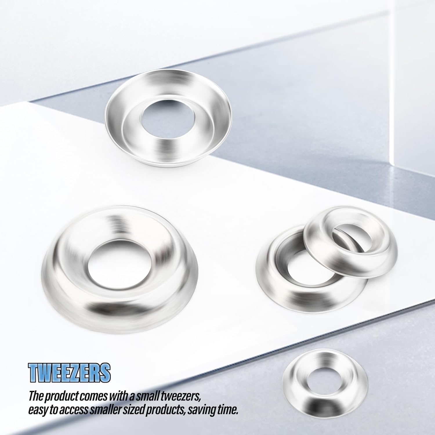 350Pcs Stainless Steel Finish Washers Assortment Kit, Finish Countersunk Washer #4#6#8#10#12#14#16