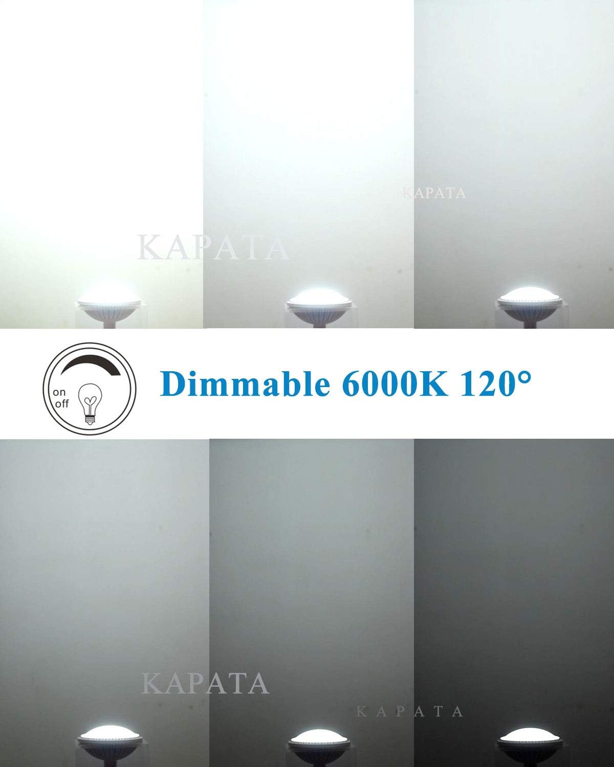 KAPATA Dimmable 40W LED PAR64 120° WFL Daylight 6000K, 4200lm 500W Replacement 120V GX16D Socket, Pack of 1