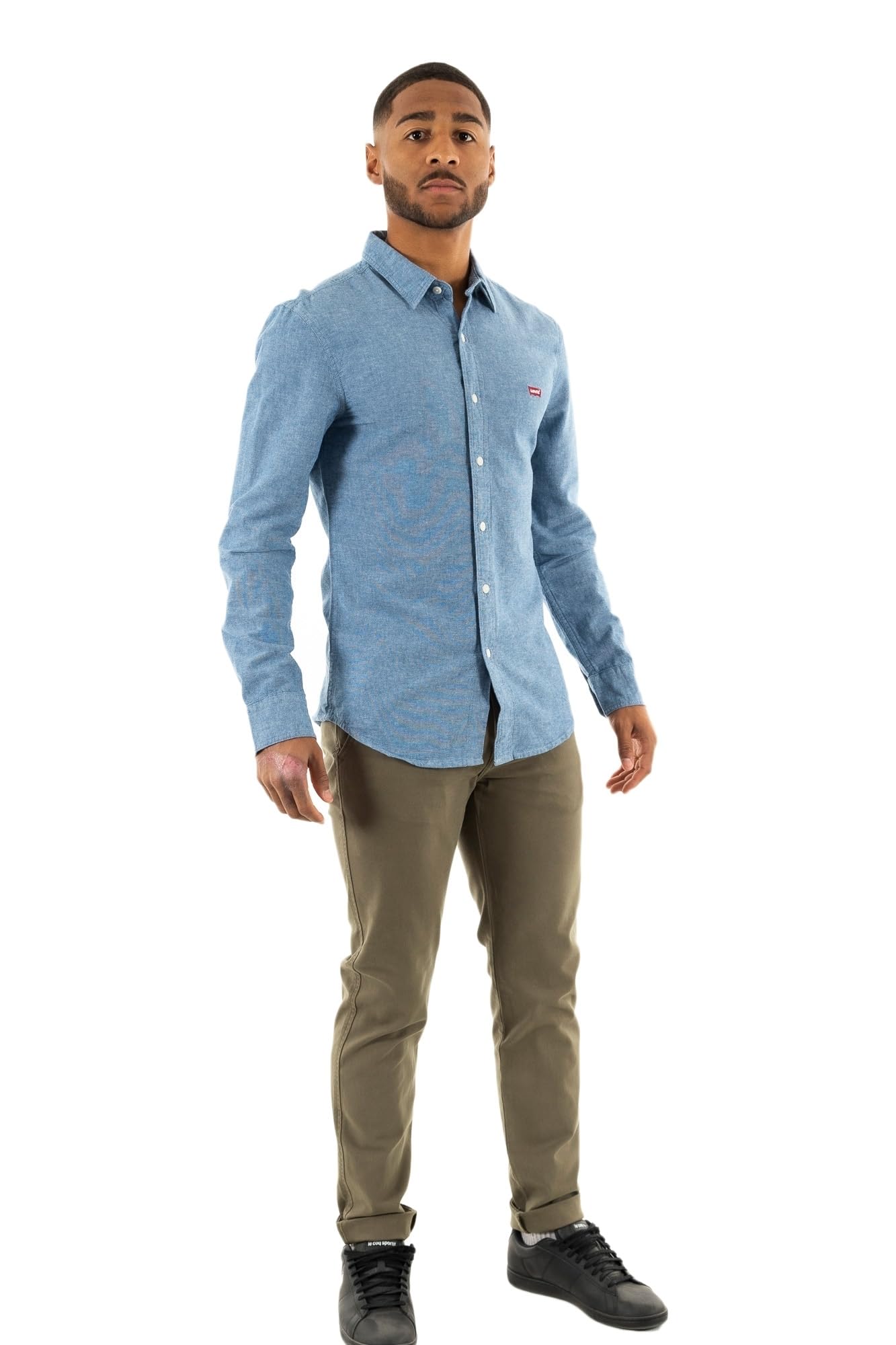 Levi's Men's Long-Sleeved Battery Housemark Slim Shirt, Peony Navy, XXL