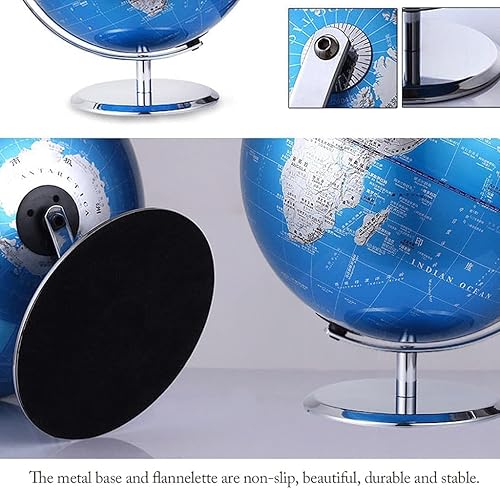 Miniatura 6 de Globe The Latest Blue World Globe Seven Continents and Four Oceans - Globo de escritorio con base antideslizante de acero inoxidable para decoración