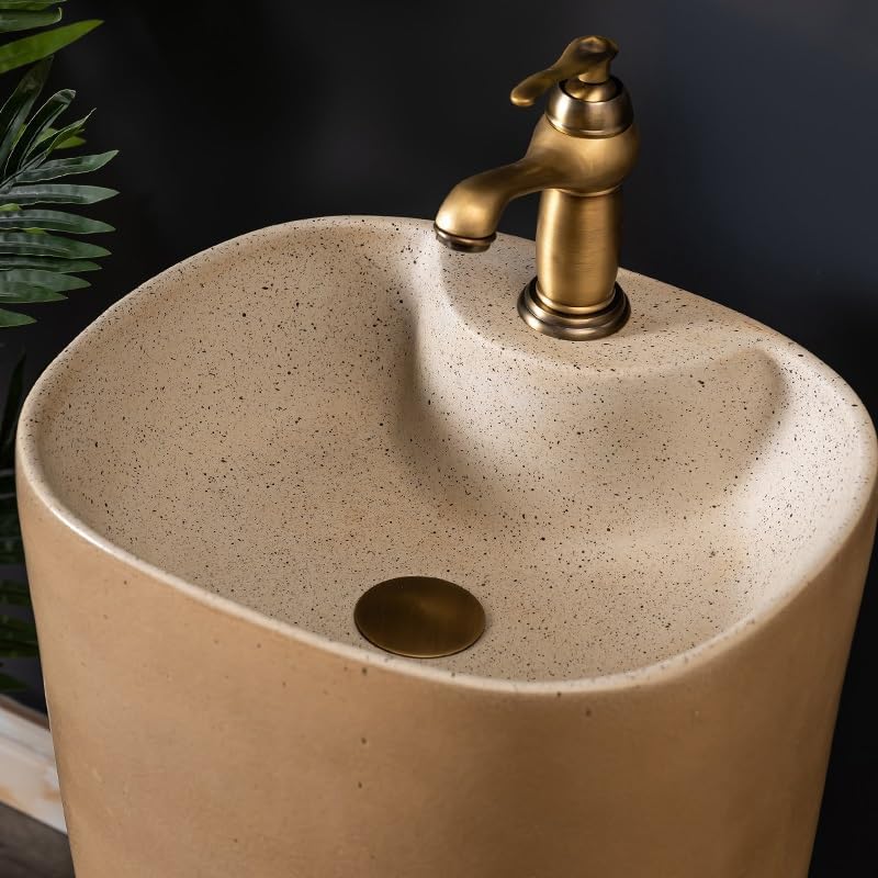 Pedestal Sinks Household Sink Wash Basin Ceramic Floor-Standing Bathroom (A)