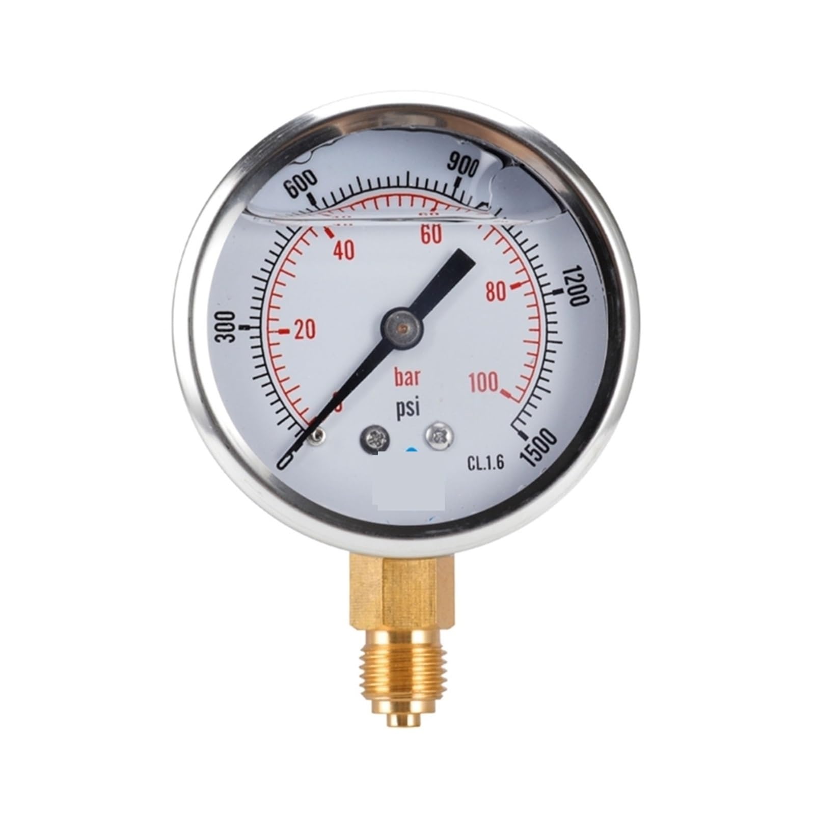 Medidor de presión vacío lleno glicerina, conexión inferior BSP 1/4 pulgadas, 100 Bar, 0-1500 PSI, medidor agua, aire, aceite, Gas, e Dual,Precisión del dial de precisión