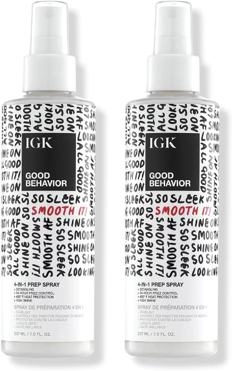GOOD BEHAVIOR 4-in-1 Prep Spray | Leave In + Detangle + Heat Protectant | Vegan + Cruelty Free | 7 Oz (Pack of 2)