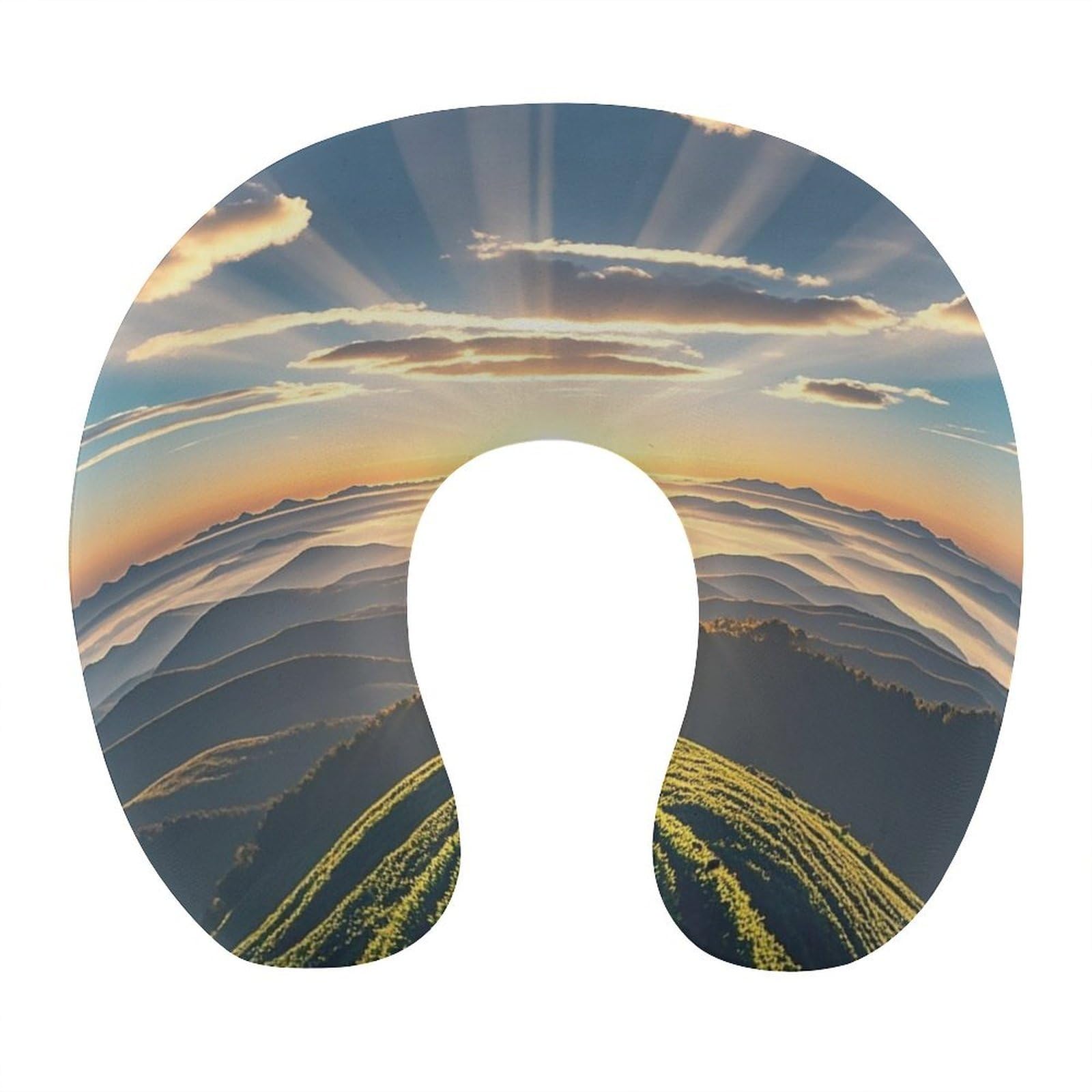 LZQPOEAS with Sun Rays Neck Pillow U Shaped Travel Pillow Comfortable Memory Foam Pillow Portable Neck Support Lightweight Headrest for Airplane Car Home Office Sleeping Traveling