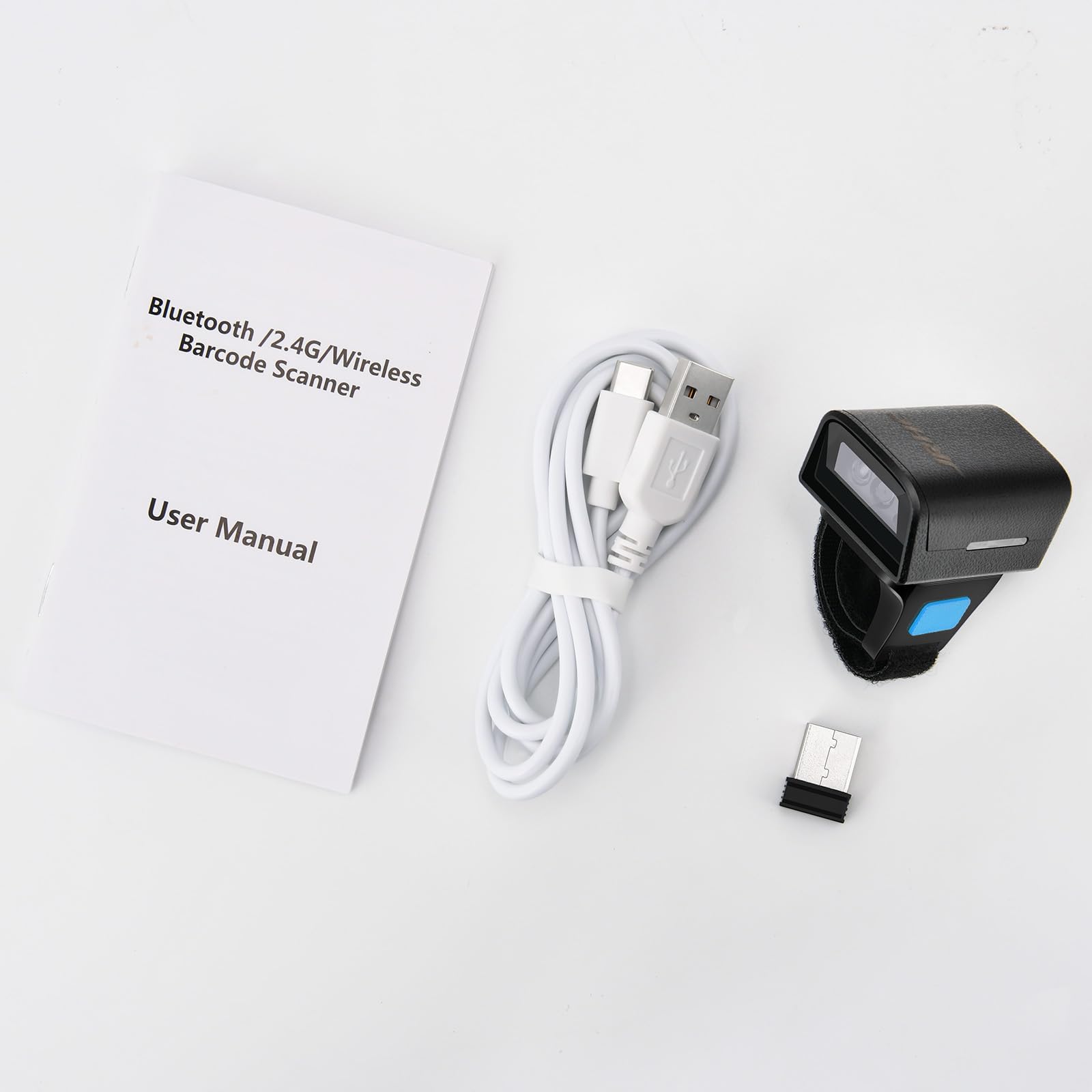 Scanner de Codes-Barres Portable Bluetooth 1D 2D - Mini Lecteur de Codes-Barres Portable avec Connexion sans Fil 2,4 GHz et câble USB