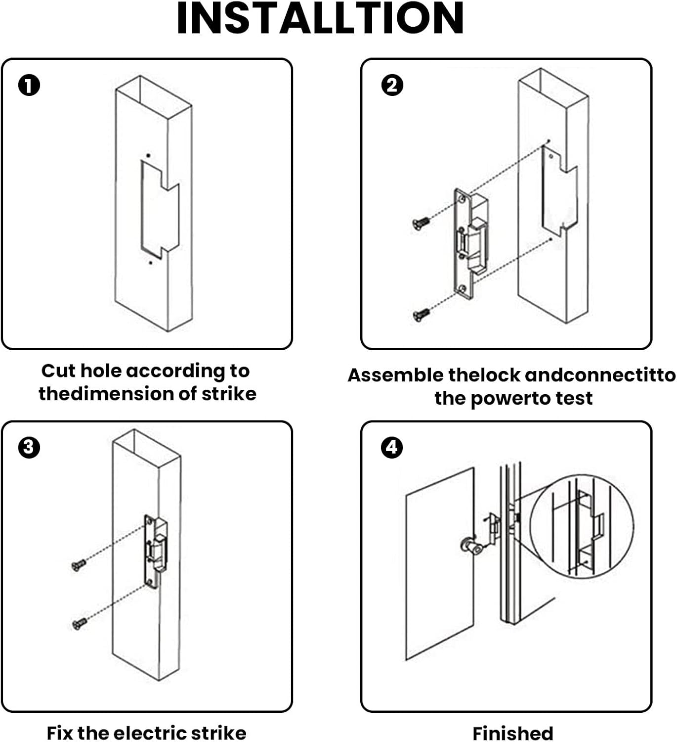 2026 Upgraded ANSI Standard Heavy Duty Electric Door Strike Lock for Door Access Control System Fail-Secure/Fail-Safe Adjustable Access Control Cylindrical Locksets (Input Voltage 12VDC),Black