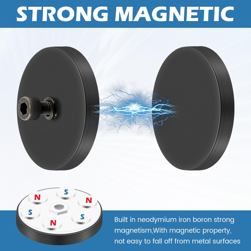 4Pcs Rubber Coated Magnets, 30LBS Anti-Scratch Neodymium Magnet Base with M5 Threaded Studs and Nuts for Light Bar, Mirror, Tools and Equipement — Amazon image 6