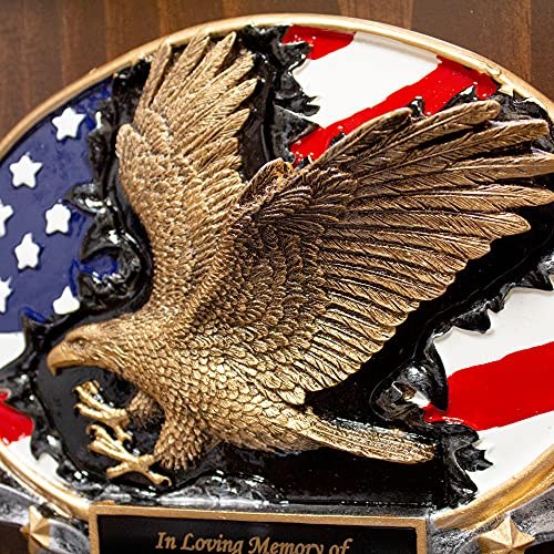 American Flag And Eagle Custom Engraved Large Wooden Cremation Urn #TOP2