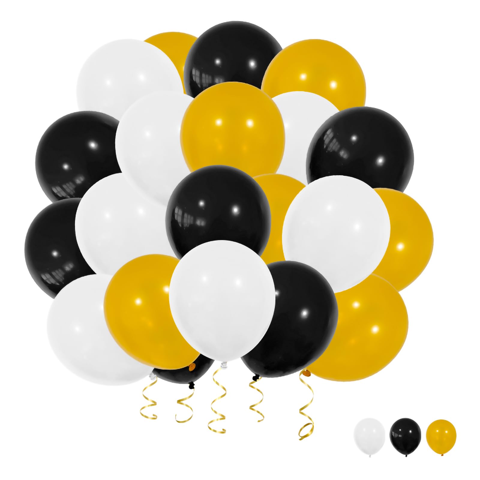 YFHVJT Gold Black White Confetti Balloons, 40pcs 12 Inch White Party Balloons,Natural Latex Balloons for Men Women Girls Birthday, Wedding, Bridal Shower, Graduation, Casino Theme Party Decorations