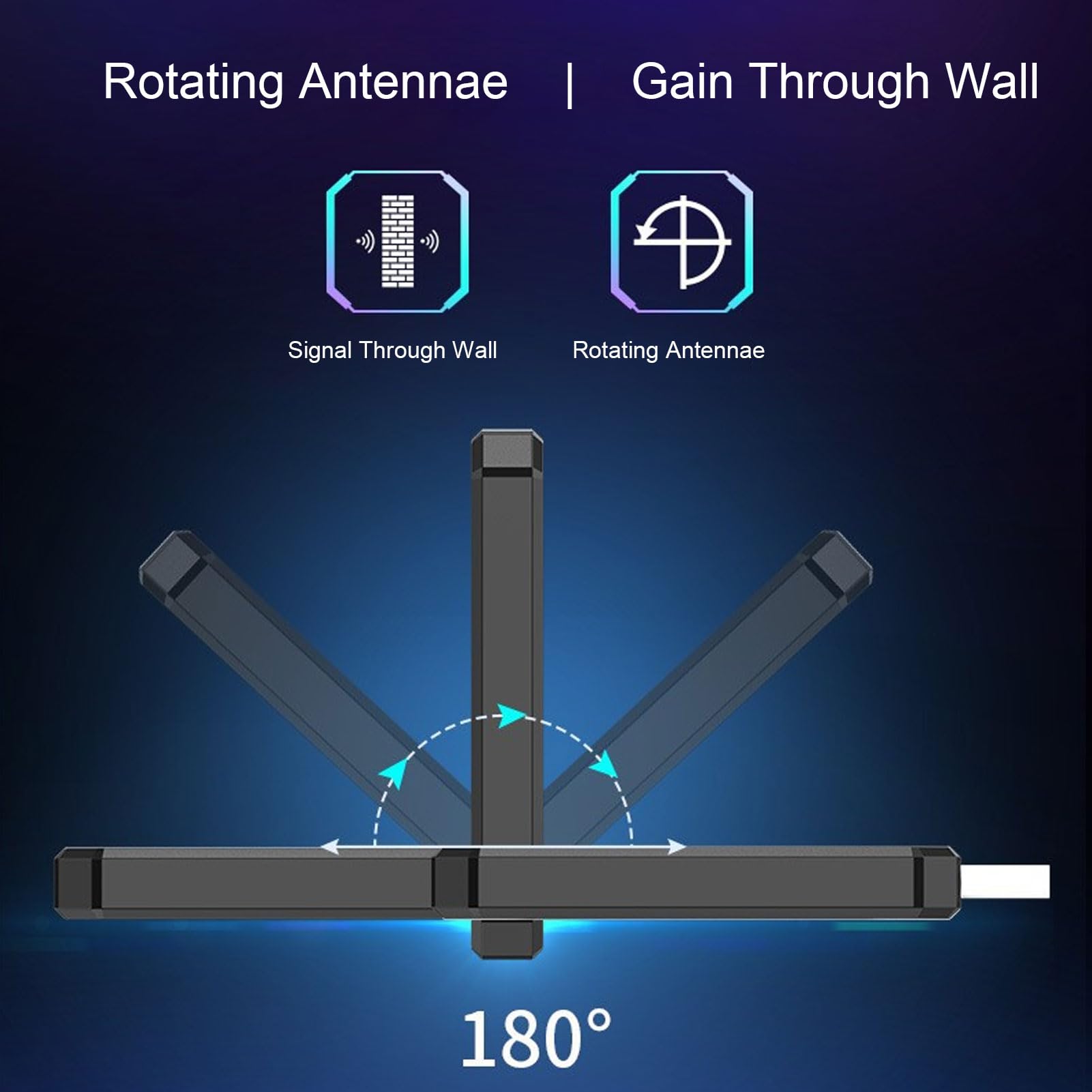 Clé WiFi 6 Tri-Bande Puissante AX5400, Clé WiFi pour PC Adaptateur 2.4G/5G/6G USB 3.0 WiFi Dongle avec Antennes Doubles Compatible avec Windows 11/10, WPA3