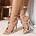 Kluolandi Jewelled Strappy Gold Heels for Women Open Toe Ankle Strap Gladiator Stiletto Heeled Sandals for Party Wedding Size 7