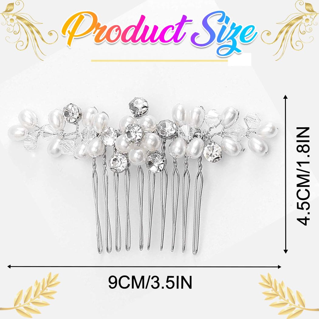 Amazon.com : Brishow Pearl Crystal Hair Comb, Silver Bridal  display picture 1