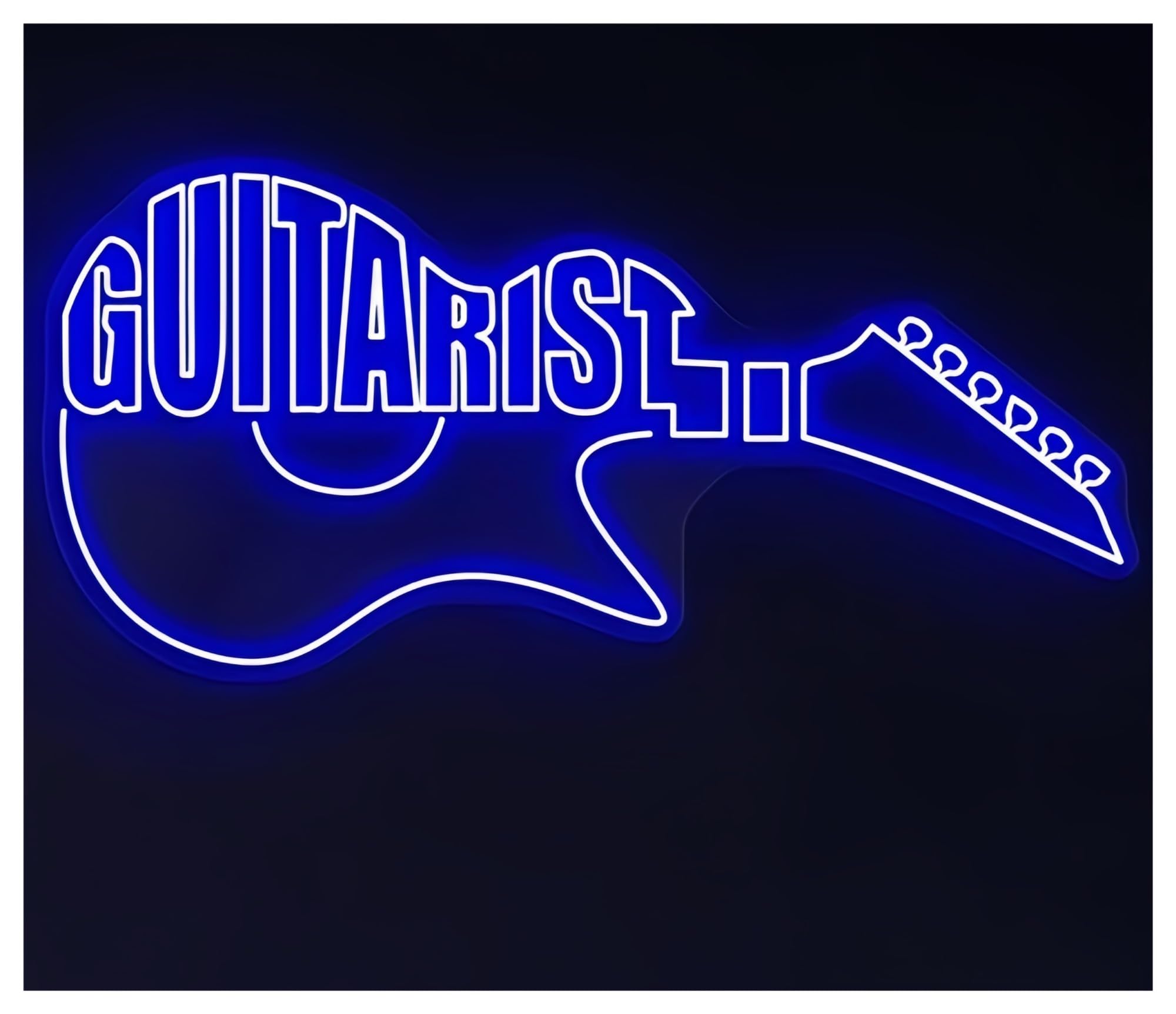 Shouxi D Sign Lamp Guitarist Neon Sign For Guitar Room Bar Party Wall Ecor Lamp Music Studio Ecoration 60Cm(D)